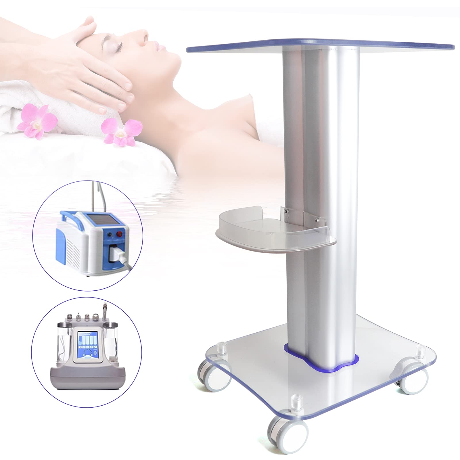 Professional Beauty Salon Trolley Stand with Wheels - Heavy Duty Rolling Cart for Salon Equipment Storage & Organization (99Lb Capacity) | Perfect for Hair Dryers, Straighteners & Spa Tools in Salons & Home Beauty Stations