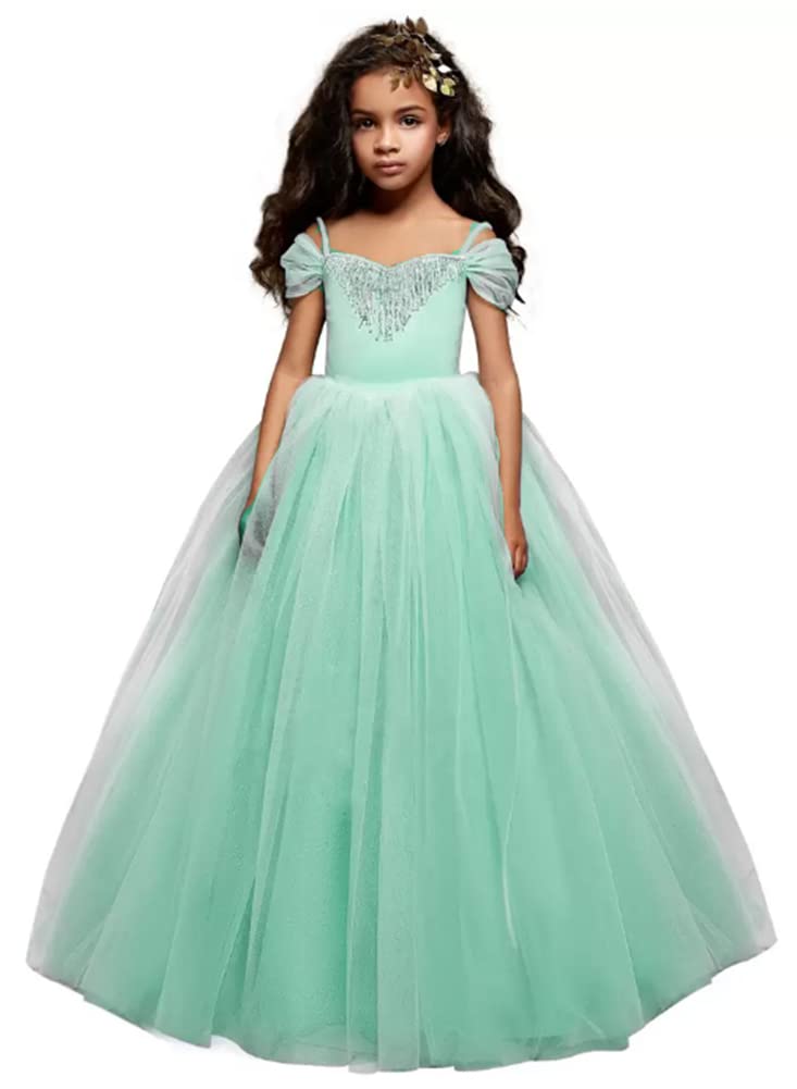 Honeydress Girls Princess Cinderella Flower Girl Dress - Off Shoulder Kids Pageant Gowns for Weddings, Birthday Parties & Special Occasions