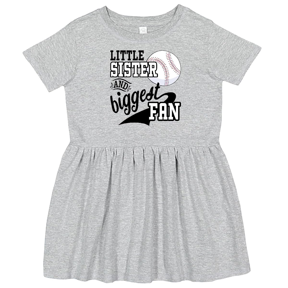 Inktastic Little Sister and Biggest Baseball Fan Toddler Dress - Cute Baseball-Themed Outfit for Baby Girls, Soft & Comfortable Toddler Dress for Playdates, Parties & Family Events