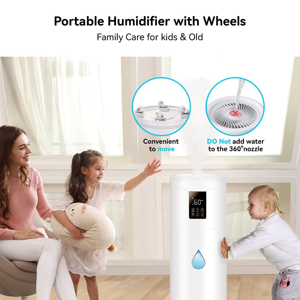 17L/4.5Gal Large Room Humidifier for Home & Office - 2000 sq.ft Coverage with 360° Nozzle & Extension Tube - 4 Speed Mist Settings for Bedroom, Greenhouse & Commercial Spaces - Top Fill Whole House Humidifier for Plants & Dry Air Relief