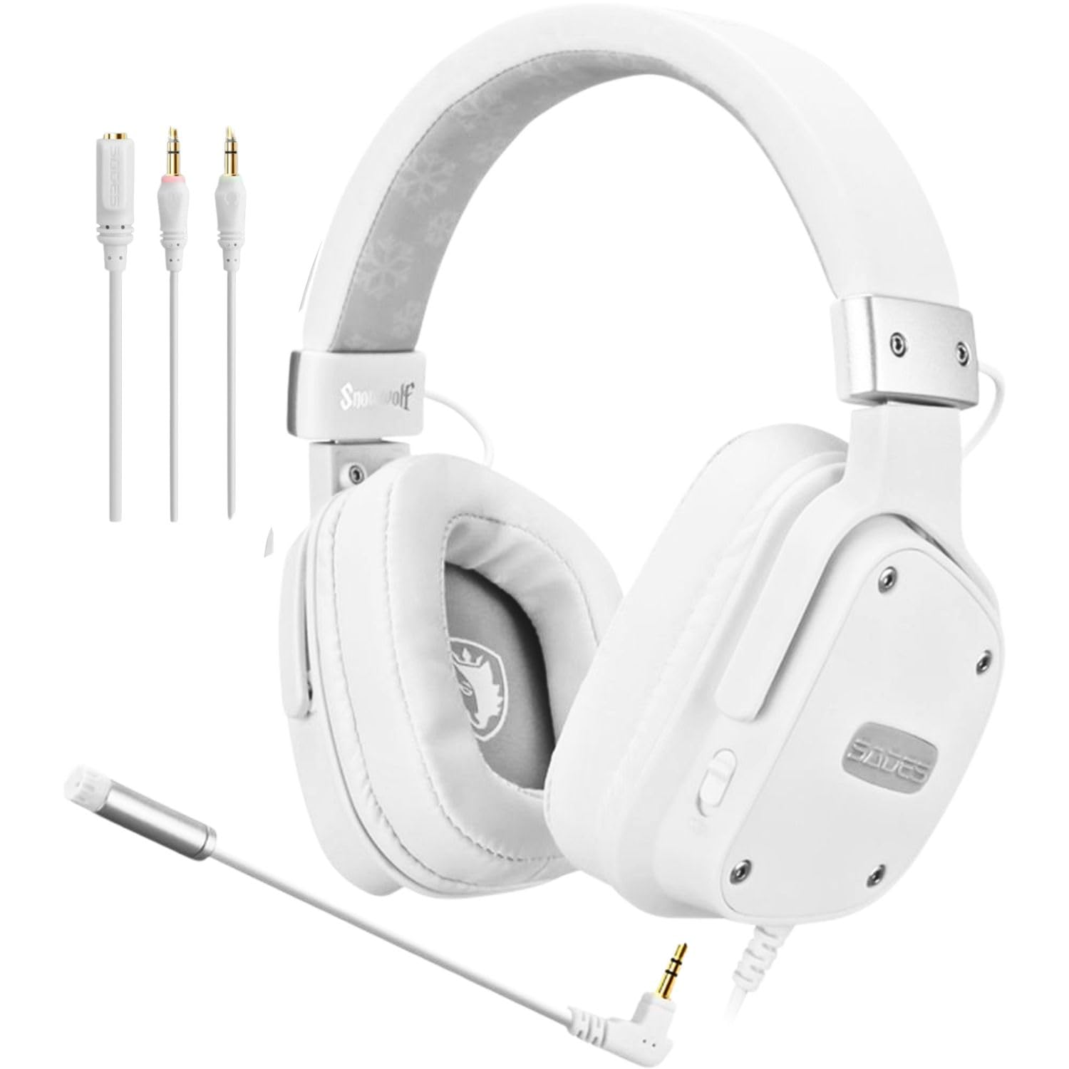 SADES Snowwolf SA-722S Wireless Gaming Headset with Microphone - White Noise Cancelling Over-Ear Headphones for PC, PS4, Xbox (18.5x9x26.5cm) - Perfect for Gaming, Streaming & Online Classes