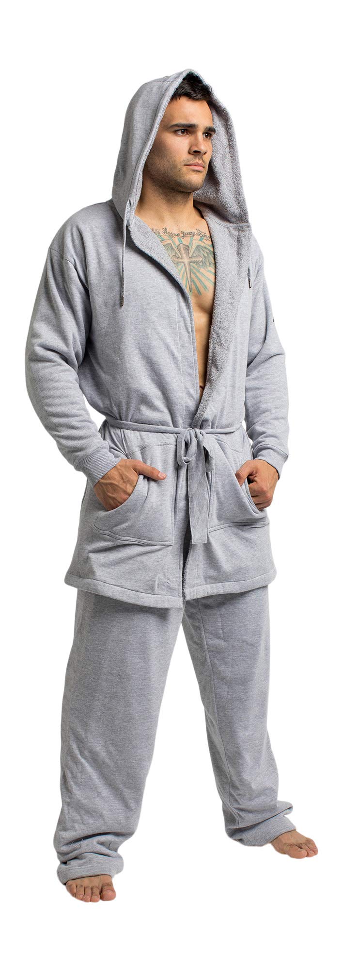 DudeRobe Men's Hooded Robe and Sweatpants Set - Ultra Soft Fleece Loungewear | Shark Tank Featured | Perfect Gift for Dad, Husband, Boyfriend | Ideal for Relaxing at Home, Spa Days & Father's Day Gifts
