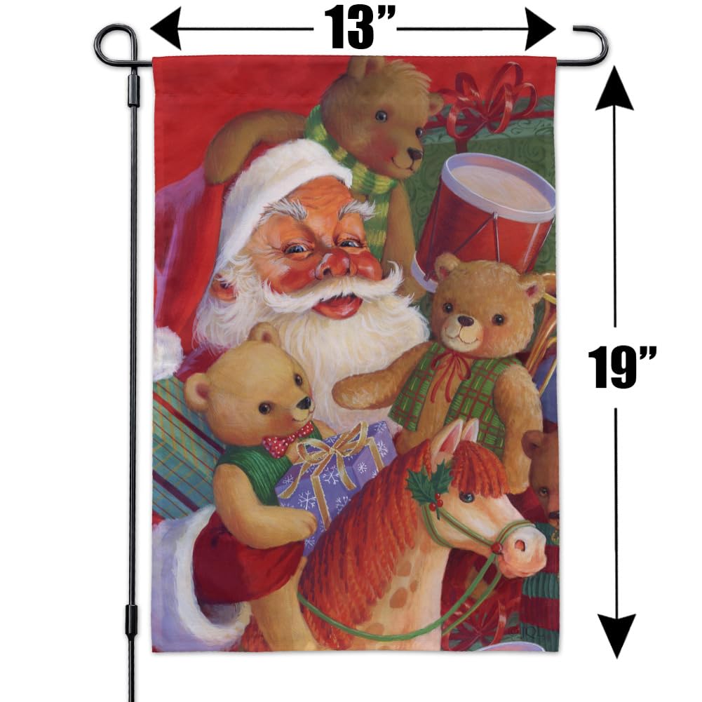 Santa Teddy Bears Christmas Holiday Garden Yard Flag - Festive Outdoor Decor for Holiday Season