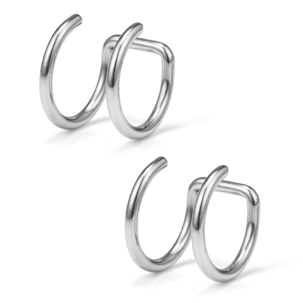 Ruifan Stainless Steel Clip-On Ear Cuffs - Non-Piercing Cartilage Earrings for Women & Men - 6 Piece Set - Perfect for Parties, Weddings & Everyday Fashion Accessories