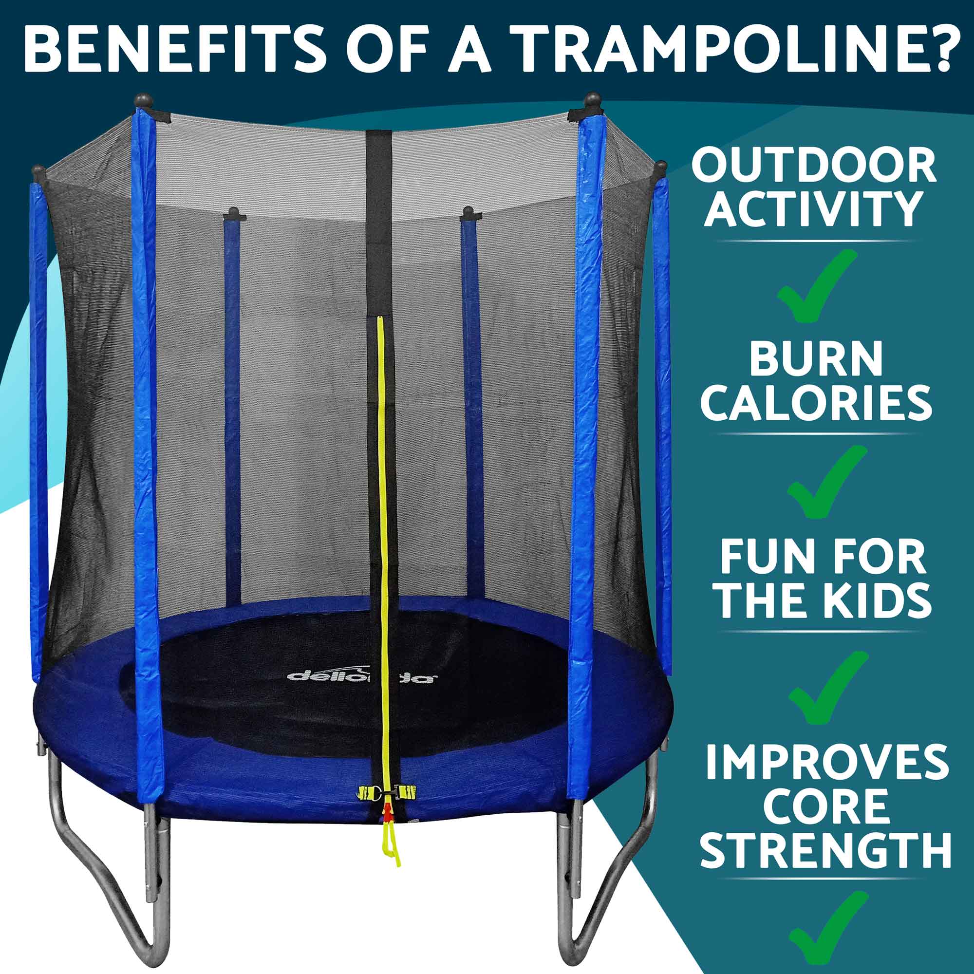 8ft Heavy Duty Outdoor Trampoline for Kids with Safety Enclosure Net - Includes Anchor Kit & Ladder DL93 | Durable Backyard Bounce Fun for Children's Playtime & Exercise