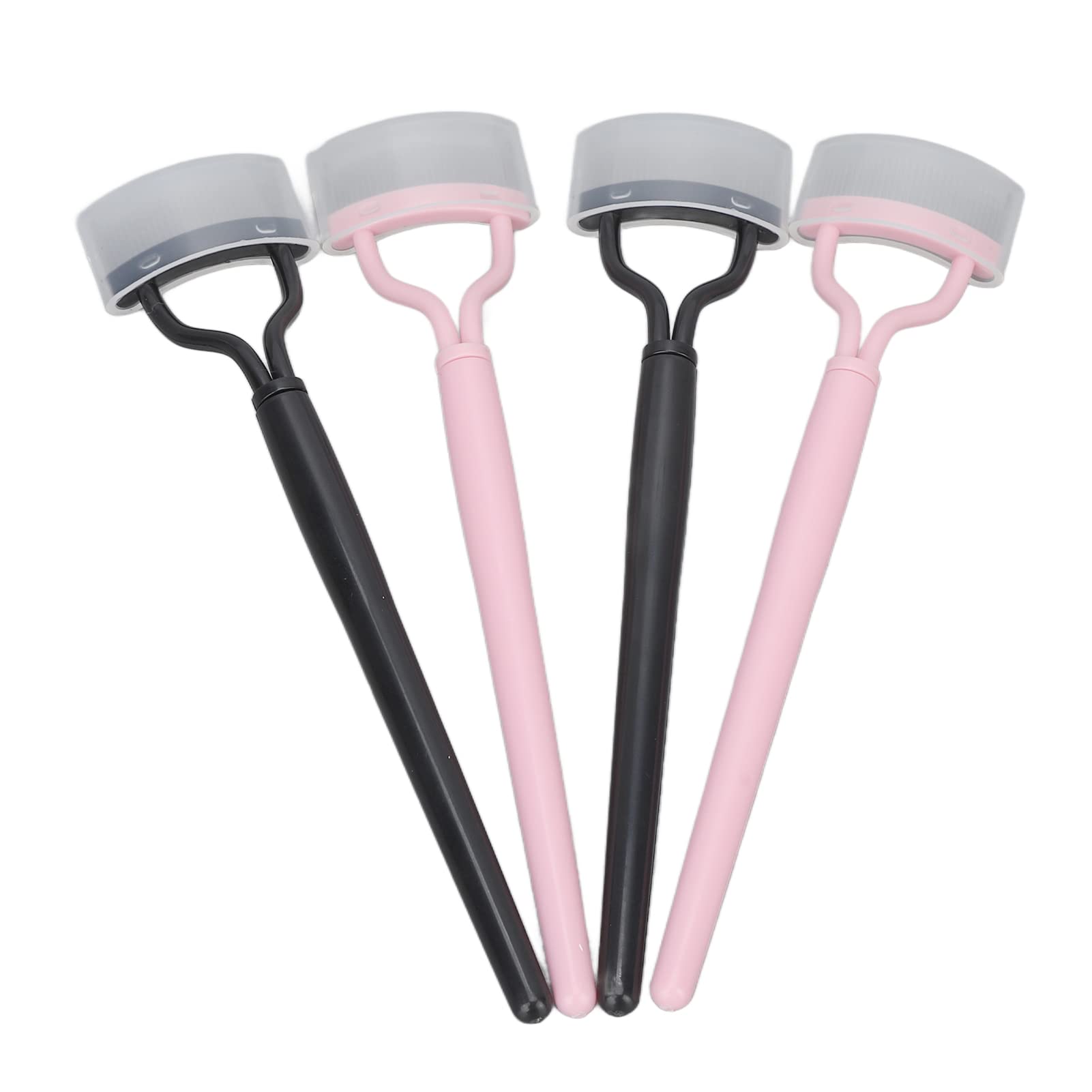4pcs Stainless Steel Eyelash Comb with Cover - Arc Shape Teeth for Perfect Lash Separation, Portable Mascara Brush & Grooming Tool for Home & Travel Makeup Kit