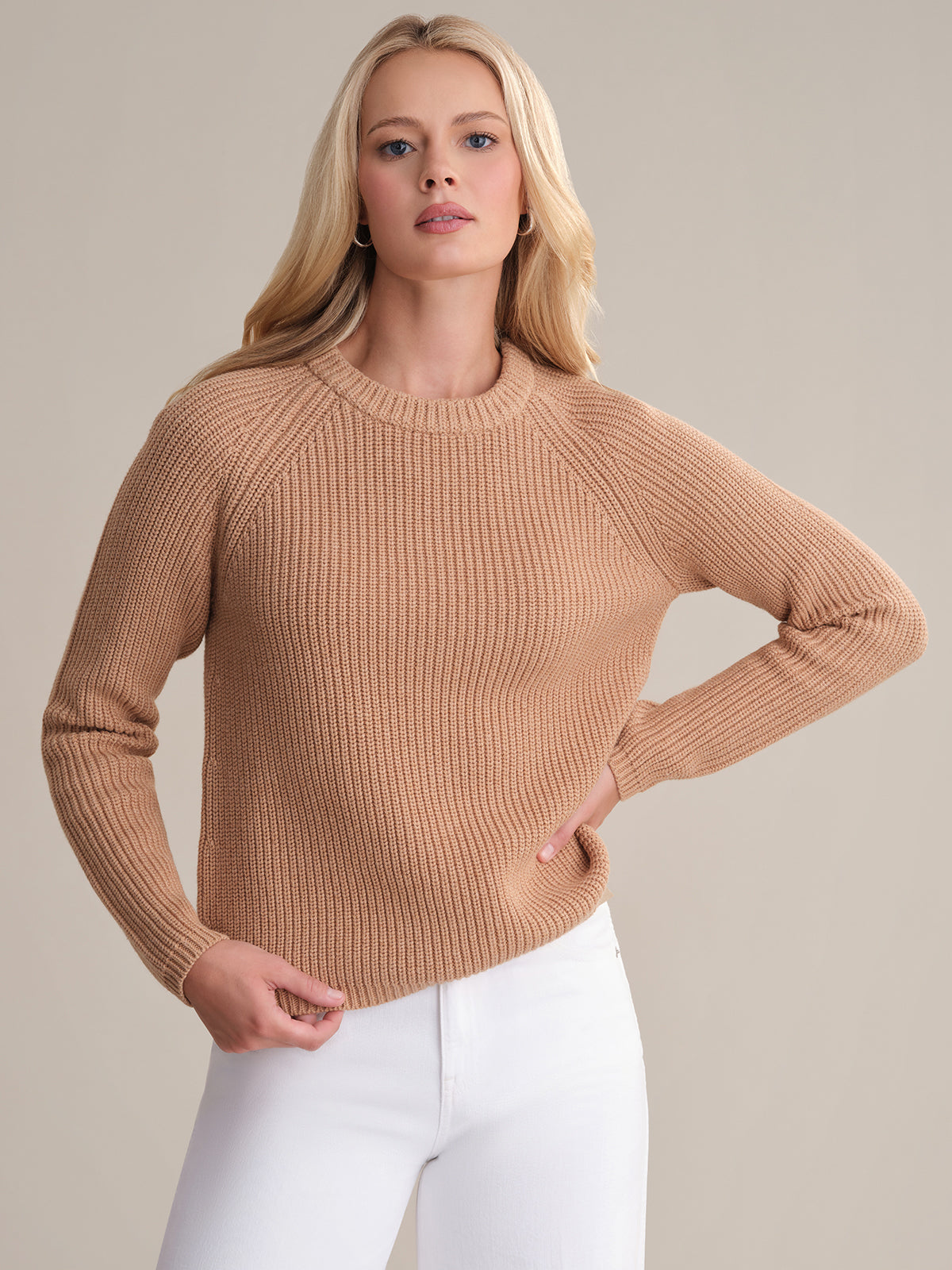 Jane: Women's Crewneck Shaker Stitch Cotton Sweater - Soft Casual Pullover for Fall & Winter | Perfect for Office, Date Night & Weekend Outings