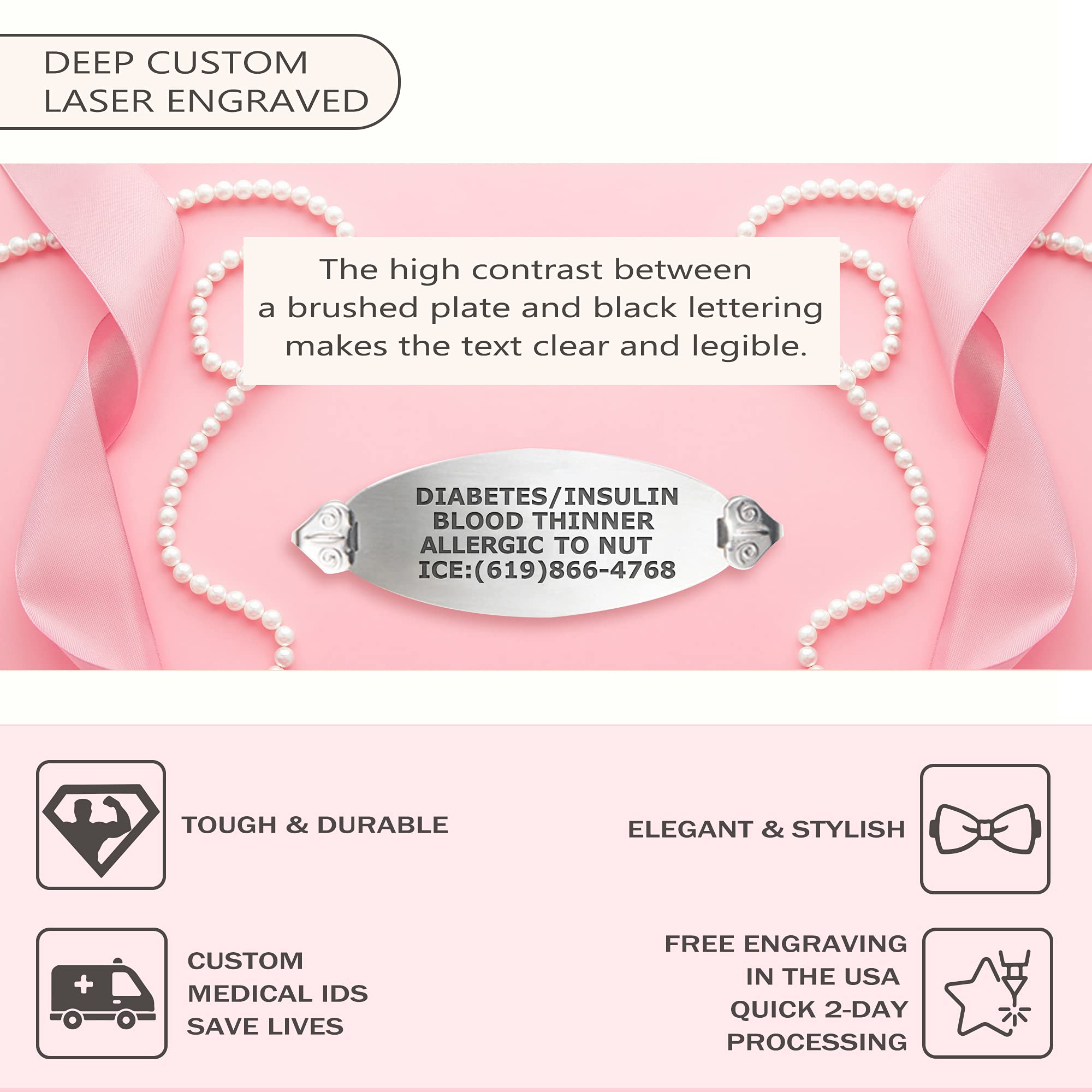 Divoti Custom Engraved Medical Alert Bracelets for Women - Stainless Steel Medical ID Bracelet with Free Engraving & Adjustable Angel Wing Charm - Macrame & Color Options - Perfect for Emergency Medical Identification, Daily Wear & Fashion Accessories