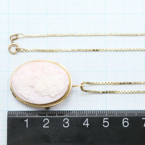 14K Yellow Gold Shell Cameo 2-Way Necklace & Brooch - Elegant Vintage Jewelry for Weddings, Parties & Special Occasions