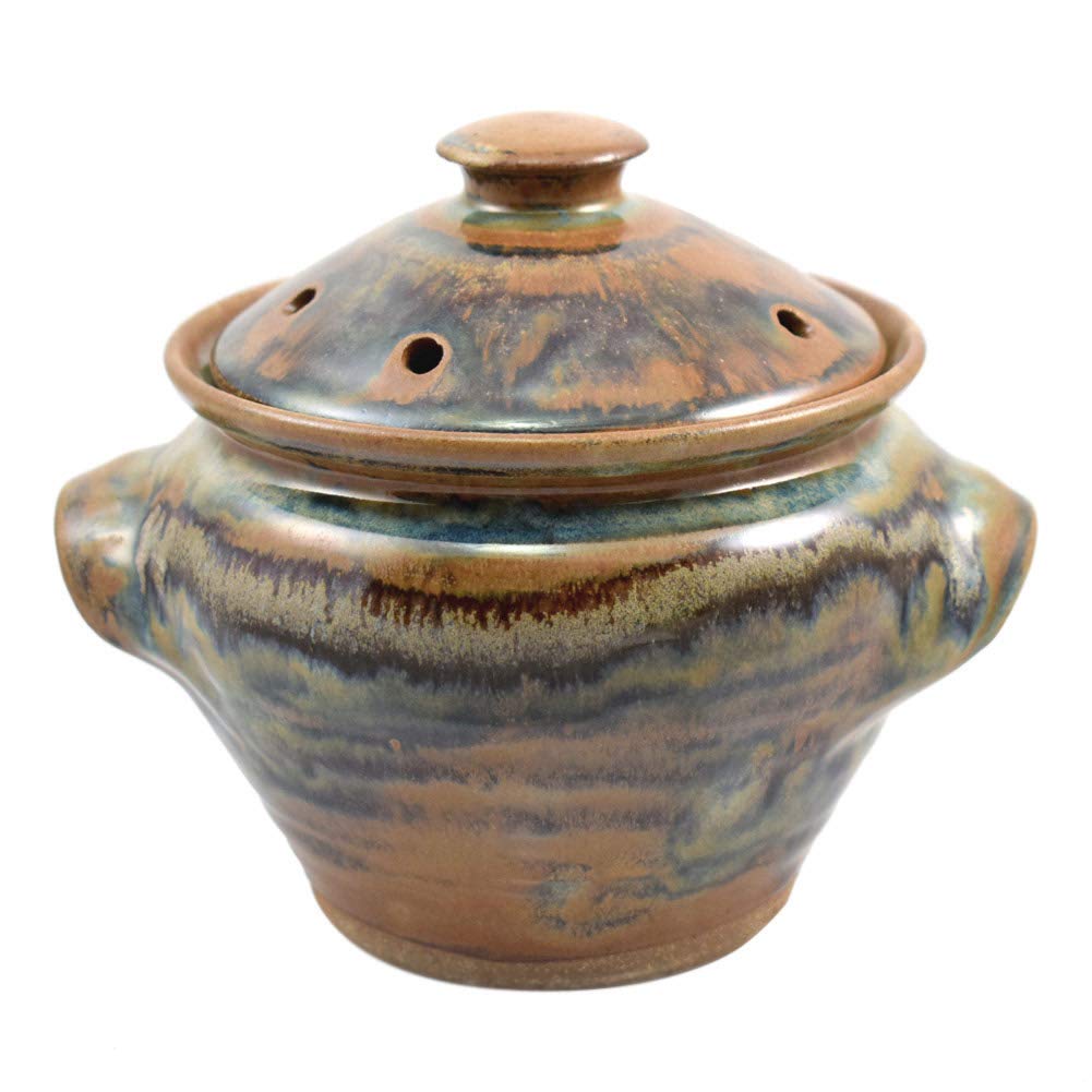 Tuscan Farmhouse Stoneware Microwave Vegetable Steamer – American Made Pottery for Healthy Cooking & Meal Prep