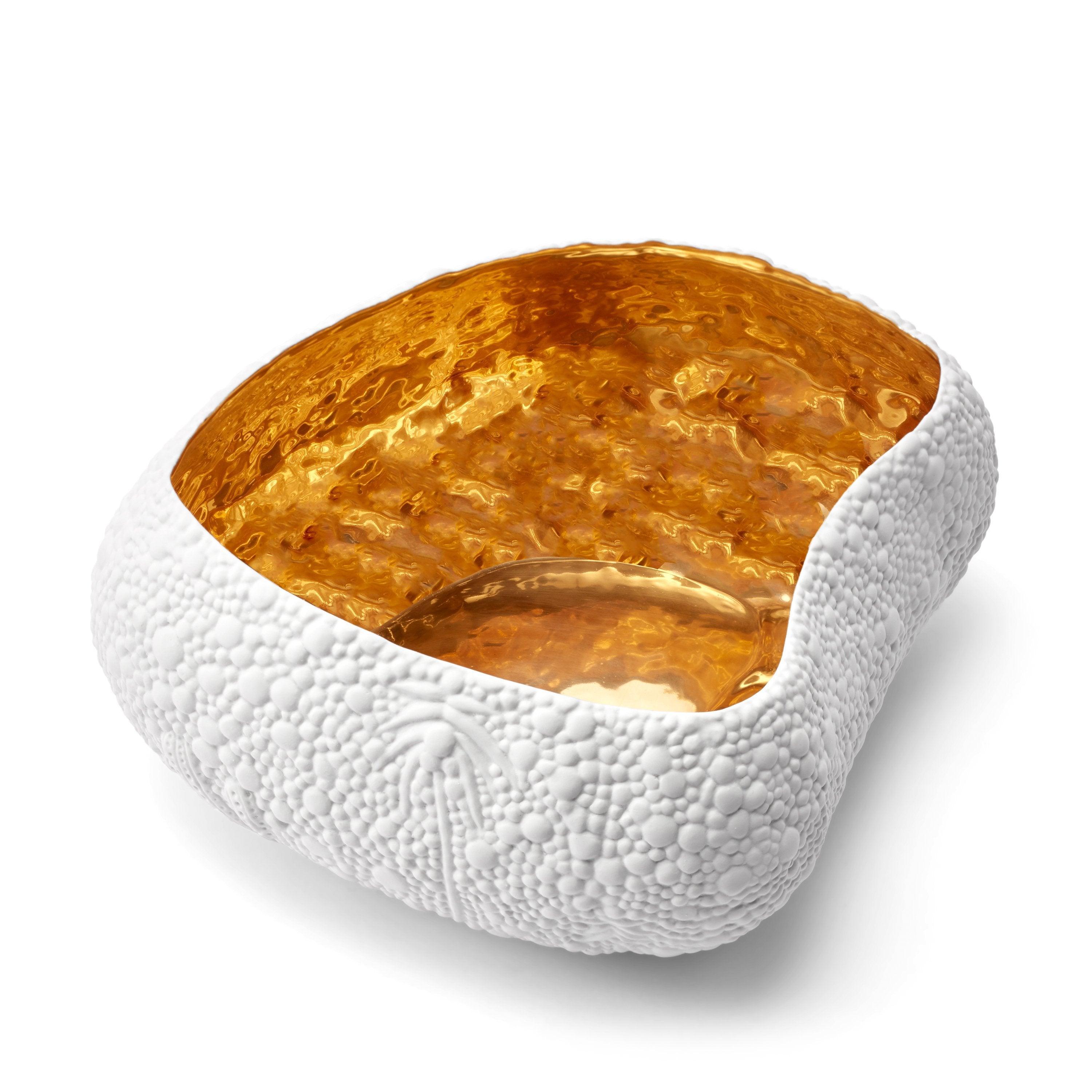 Premium Haas Mojave Desert Bowl - Large White & Gold Ceramic Serving Bowl for Salads, Pasta, and Entertaining
