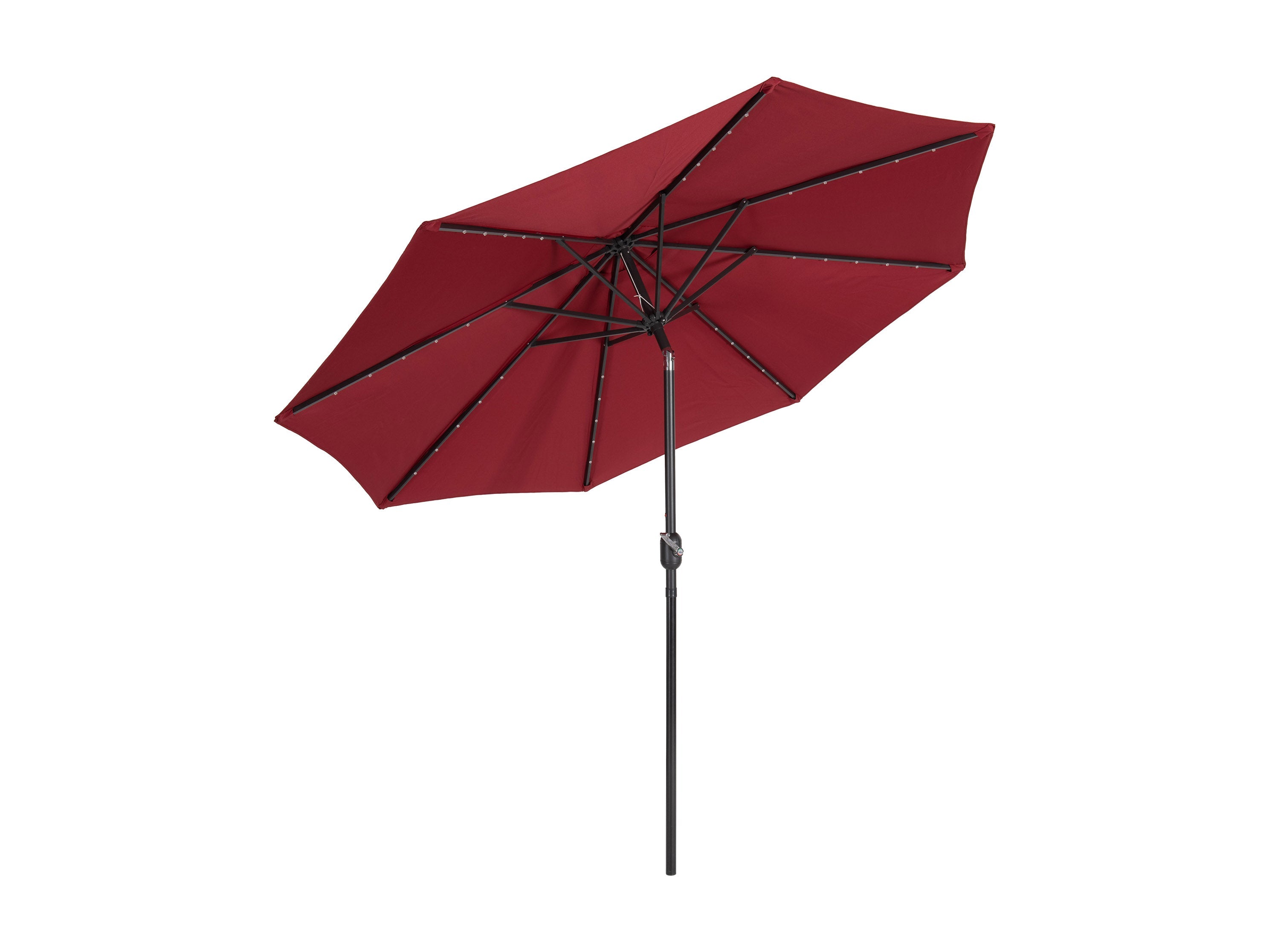 9ft Burgundy Outdoor Patio Umbrella with LED Lights - Waterproof Cantilever Sun Shade for Garden, Poolside, and Backyard Relaxation