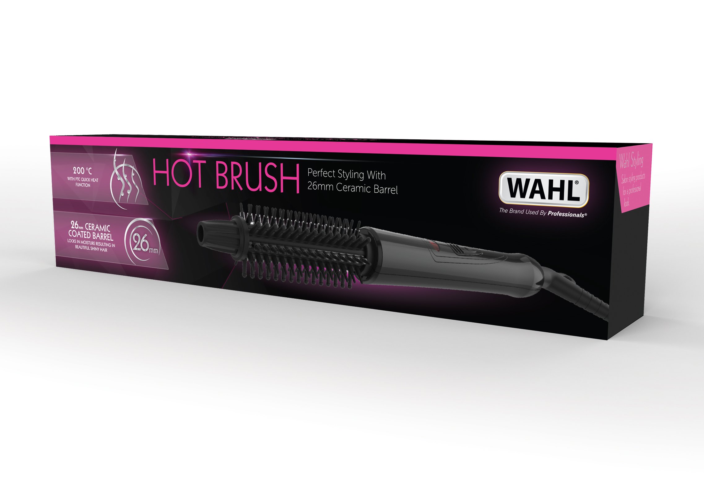 26mm Hot Brush with Silicone Heat Mat - Pink | Professional Hair Styling Tool for Curling & Straightening at Home or Salon
