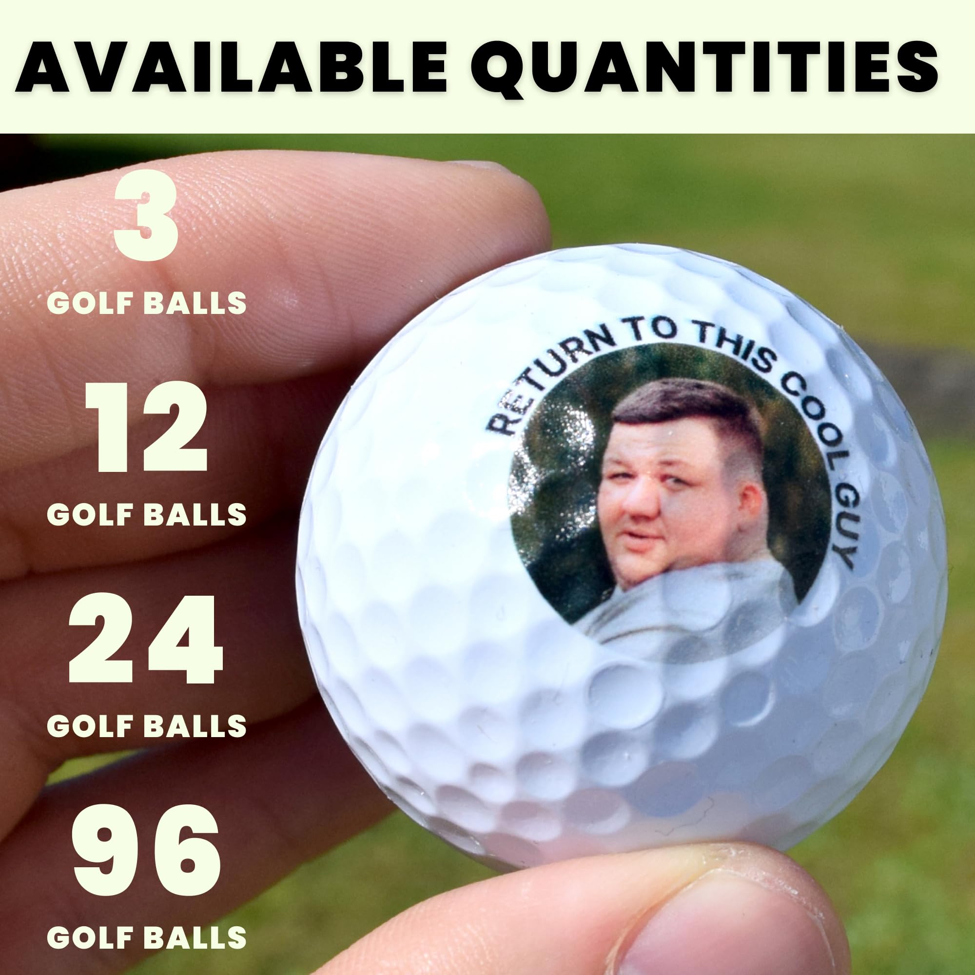 Custom Golf Balls with Logo, Photo or Text - Personalized Golf Balls for Men | Bulk 3, 12, 24, 96 Pack Sleeves | Great for Golf Tournaments, Corporate Gifts & Special Occasions
