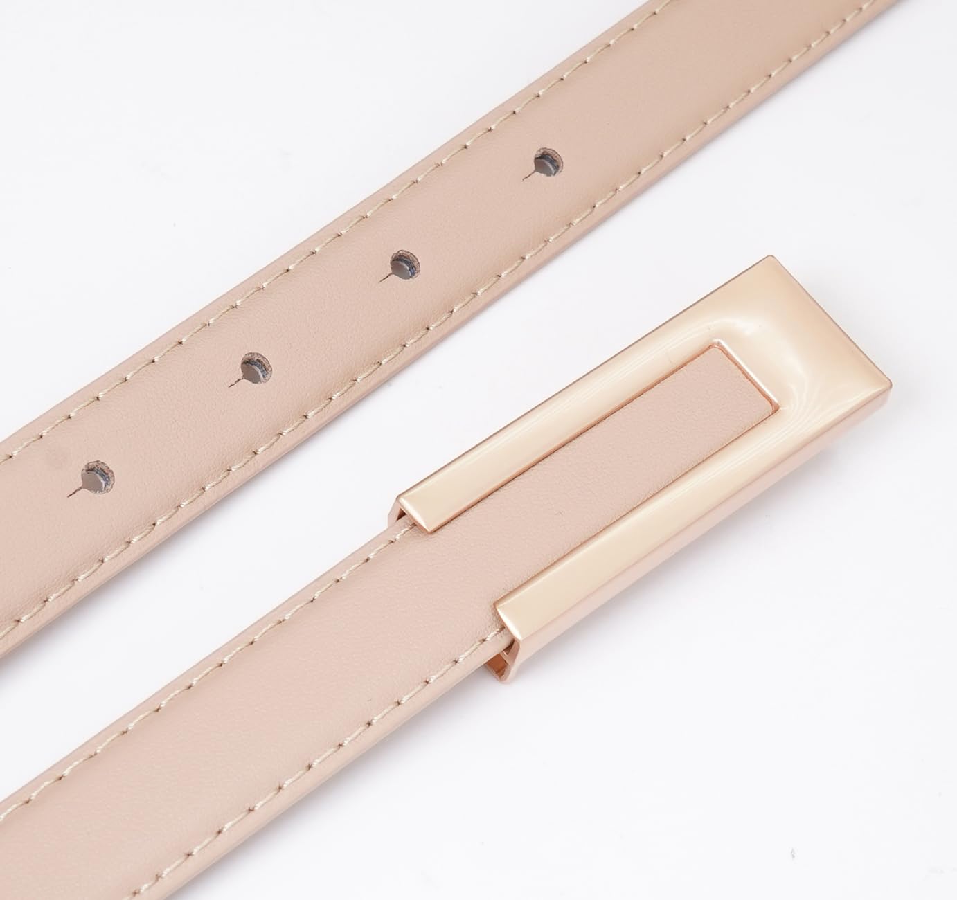 Skinny Leather Belts for Women - Thin Waist Belt with Gold Buckle for Dresses & Office Wear | Perfect for Formal Attire, Work Outfits & Special Occasions