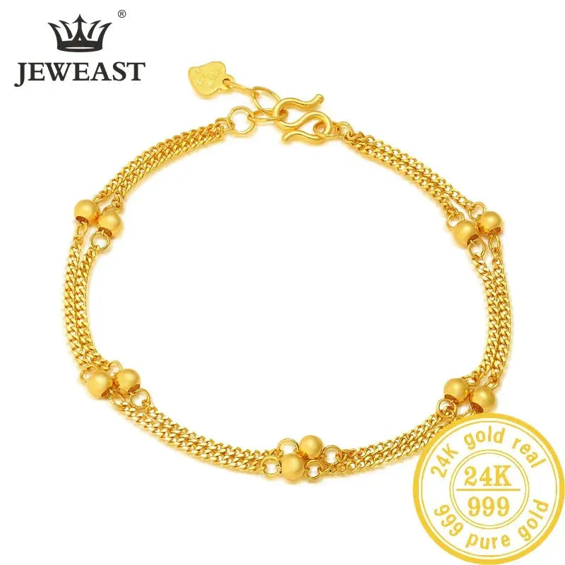 24K Pure Gold Bracelet for Women - 999 Solid Real Gold Bangle, Elegant Romantic Classic Jewelry Gift for Her - Perfect for Anniversaries, Birthdays & Special Occasions (2023 New Arrival)