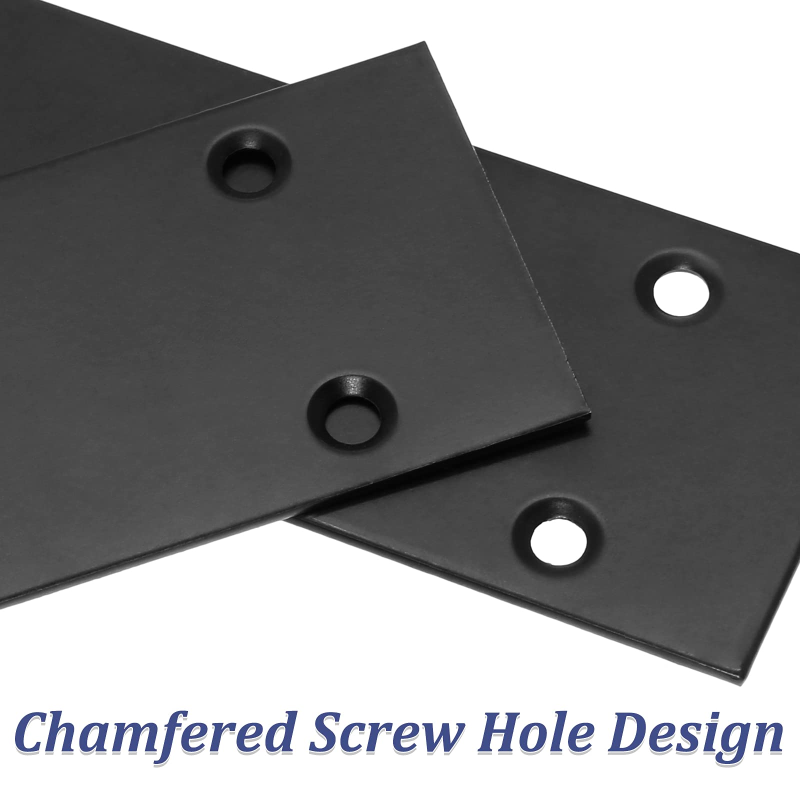 4Pcs Flat Straight Brace Brackets Stainless Steel, Black Fixing Mending Joining Plates Shelf Support Repair Plate for Furniture, Shelves, Cabinet with Screws (6.7 x 1.9 / 169 x 48mm) - Heavy Duty Metal Brackets for Home DIY, Woodworking Projects & Furniture Repair