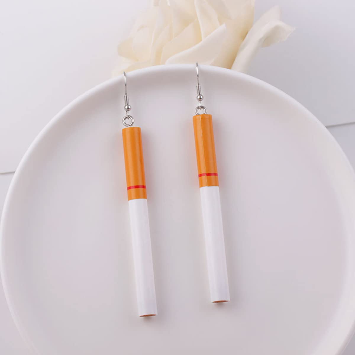 Funny Cigarette Butt Drop Dangle Earrings for Women - Punk Fashion Jewelry - Harajuku Creative Wacky Lifelike Cigarette Eardrops - Perfect for Parties, Halloween Costumes & Punk Rock Outfits