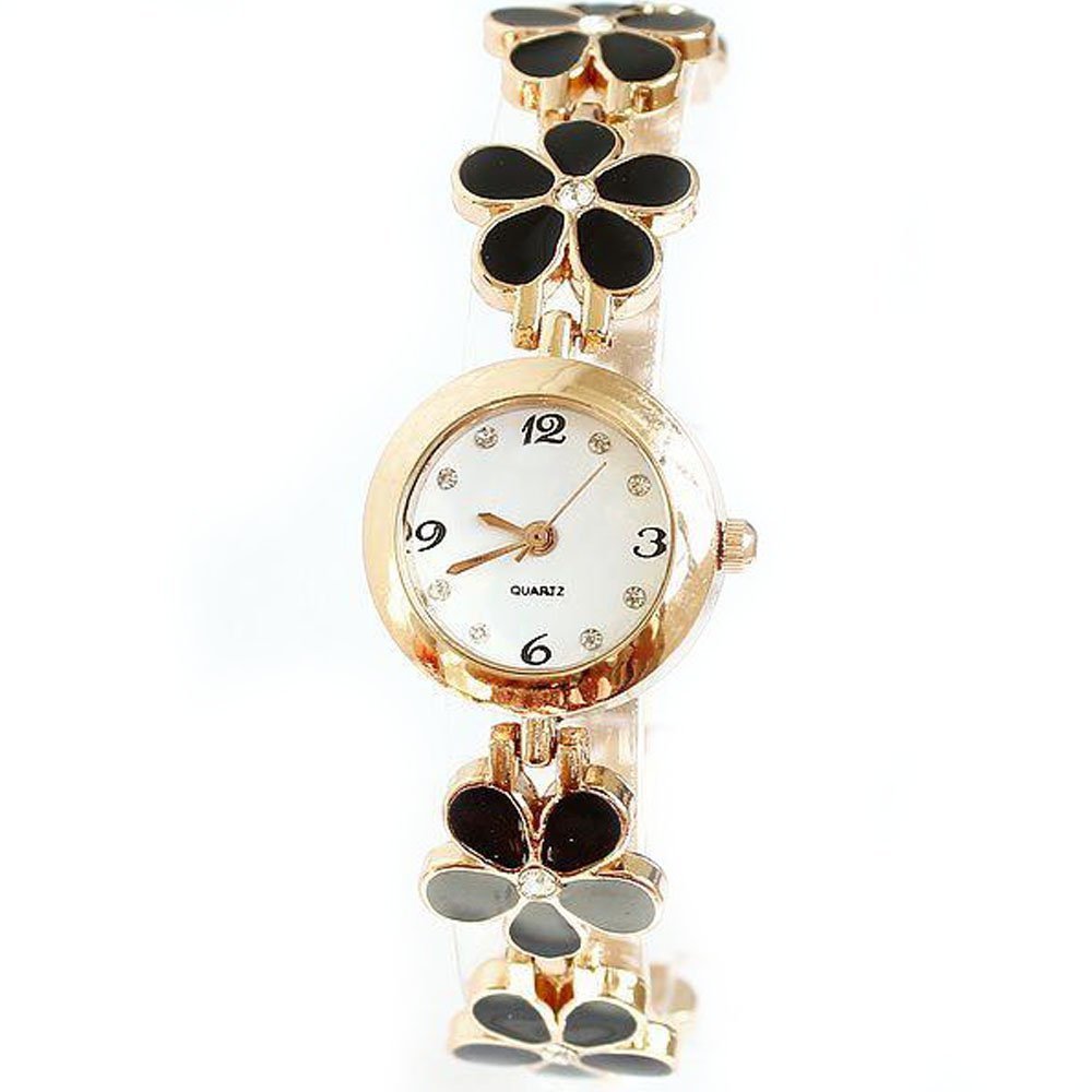Domire Women's Chic Floral Rose Gold Bracelet Watch - Elegant Daisy Design for Casual & Formal Occasions