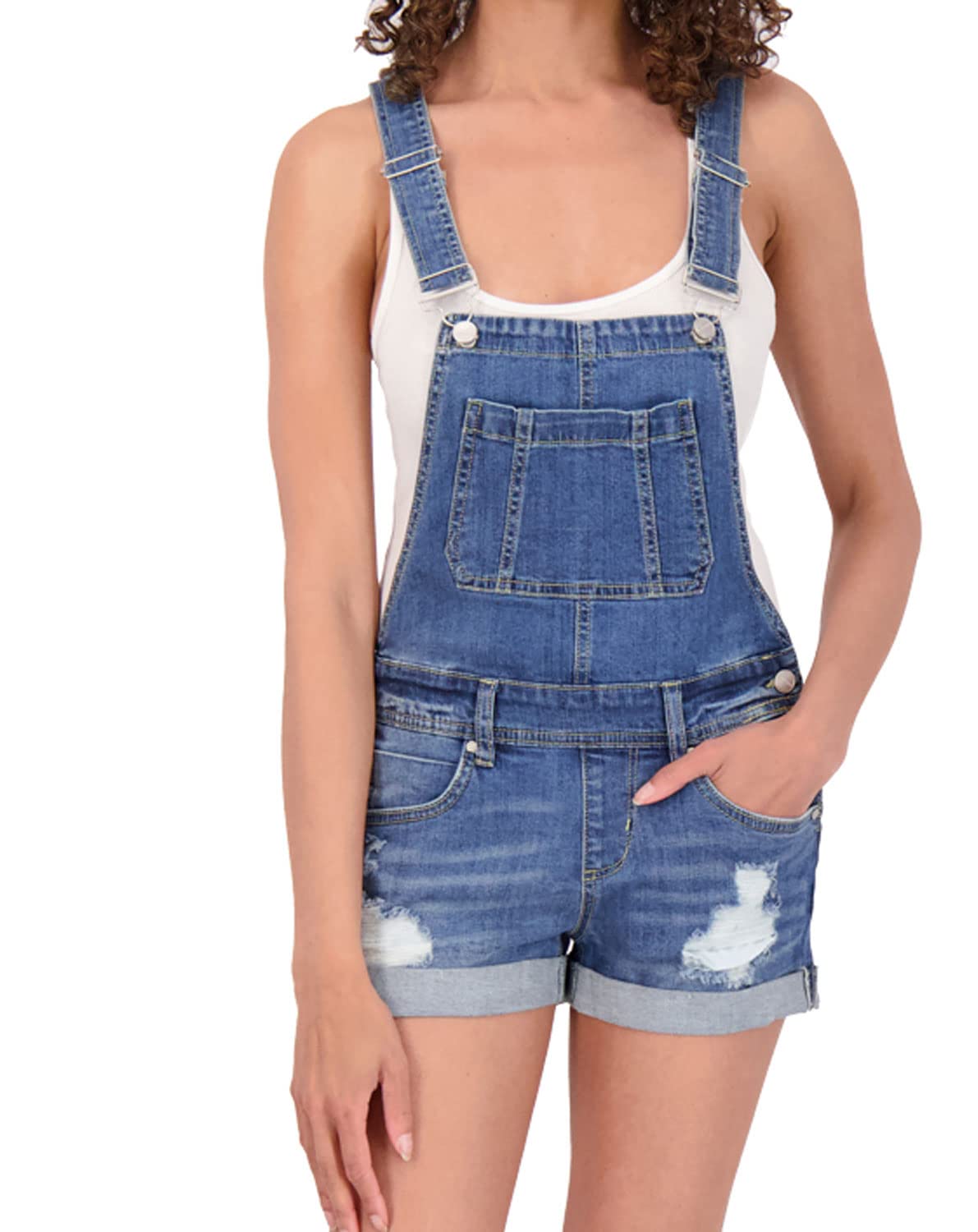 Women's Denim Shortalls - Stretch Jean Overalls for Casual Wear | Perfect for Summer Outfits, Beach Trips & Outdoor Adventures