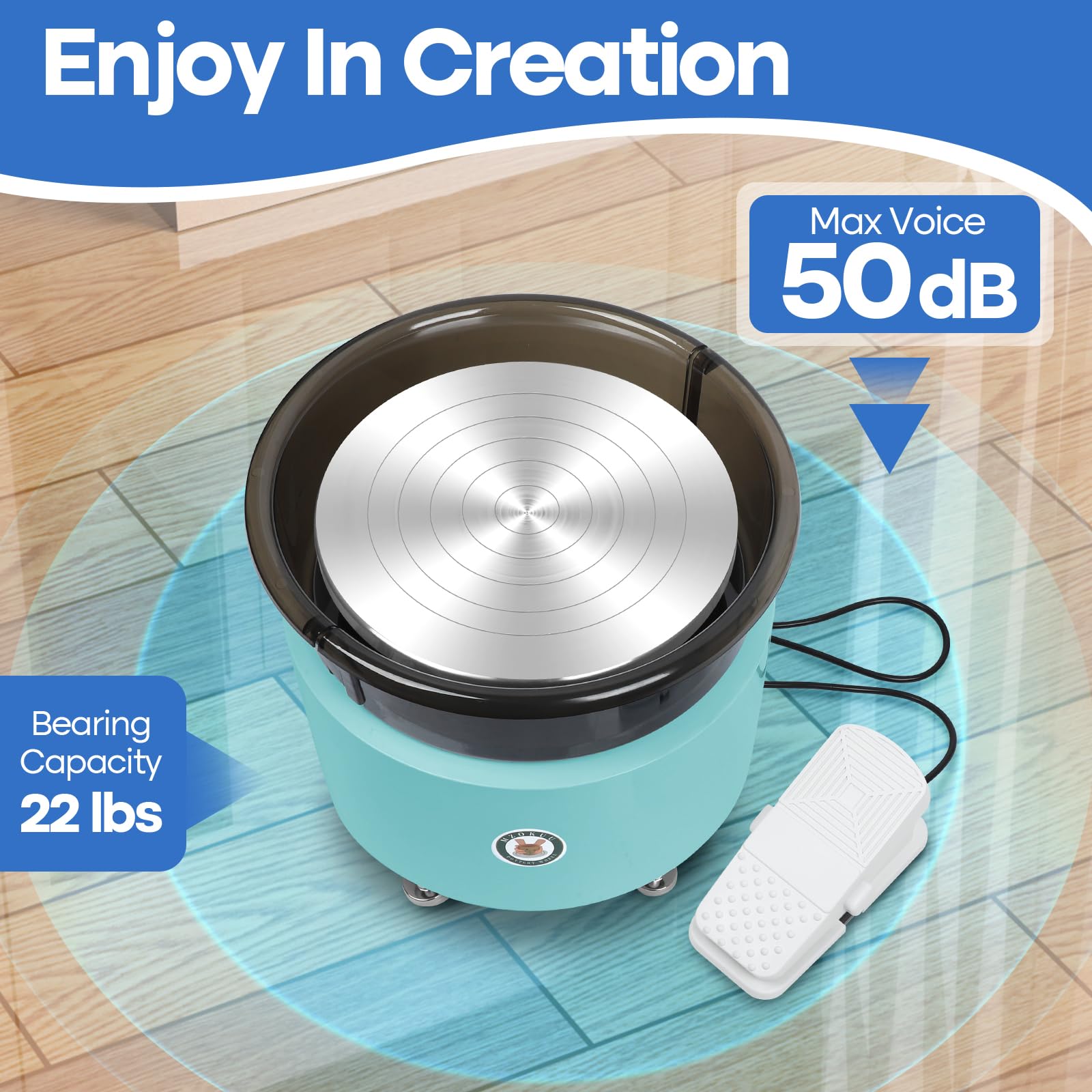 MZOKUU 11 Inch Electric Pottery Wheel for Adults - Ceramic Forming Machine with Foot Pedal, Sculpting Tools Kit, Direct Drive Motor & Dual Rotation - Perfect for Clay Art, Ceramic Making & DIY Craft Projects (Blue) - Great Gift for Artists & Hobbyists