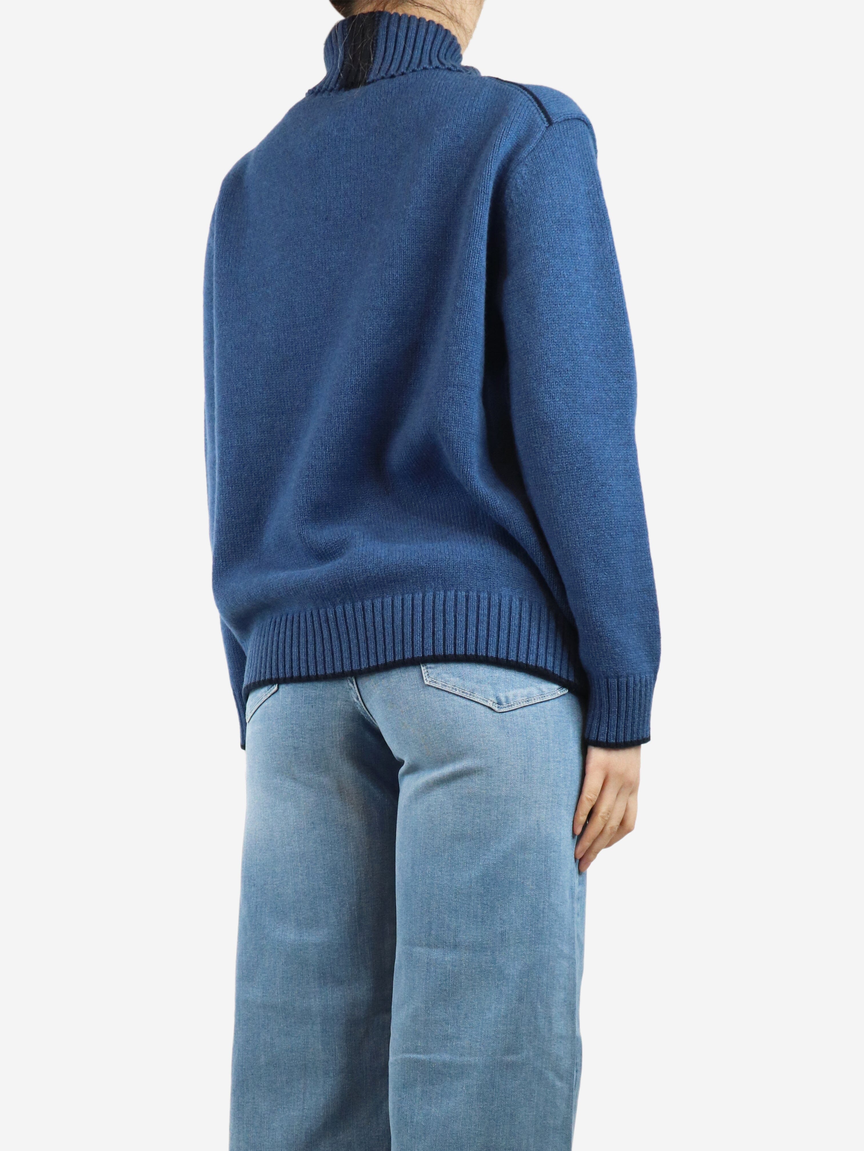Blue High Neck Jumper Women's Size M - Stylish & Comfortable Winter Sweater for Casual Outfits & Office Wear