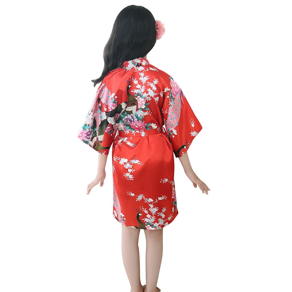 Soft Floral Silk Satin Kimono Robe for Girls & Boys - Kids Toddler Baby Pajamas, Bathrobe & Lounge Wear - Perfect for Spa, Bath Time & Cozy Home Relaxation