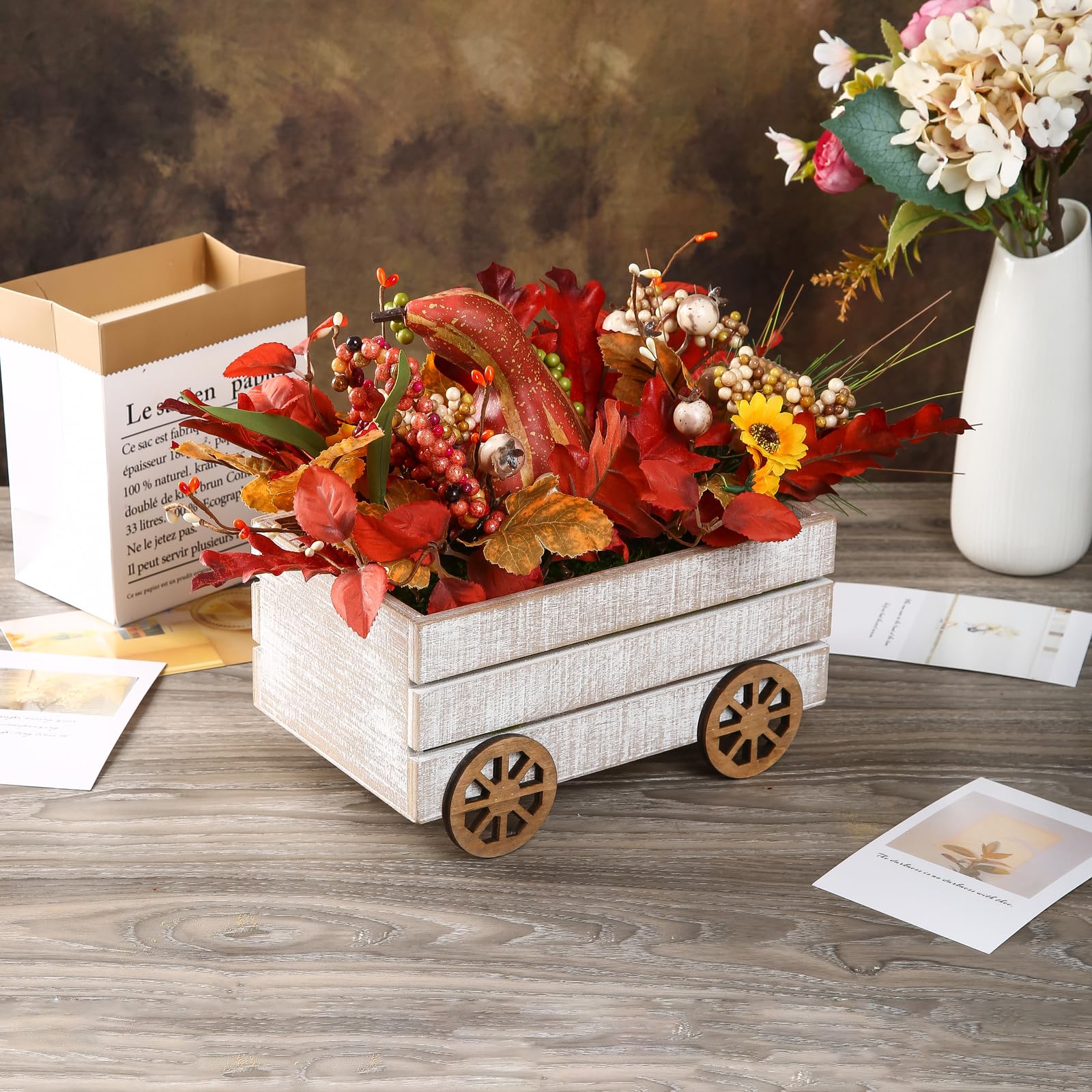 Mini Fall Pumpkin Car Decor with 1 Pumpkin - Farmhouse Thanksgiving Decor for Home, Living Room & Tables | Grateful Blessed Harvest Decorations for Autumn Season, Holiday Centerpiece & Cozy Home Ambiance