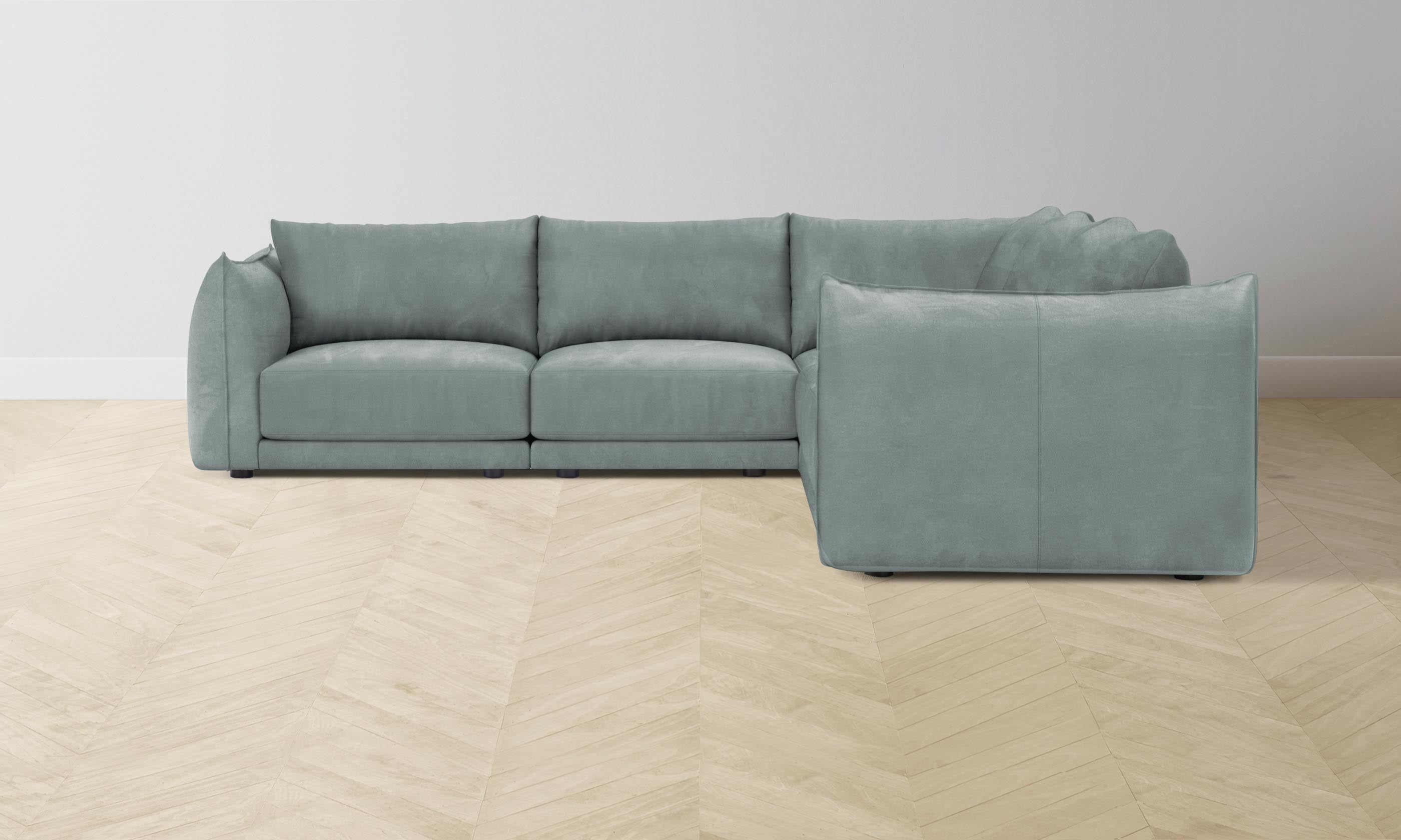 Jones Modular Sectional Sofa - Premium Nubuck Leather in Tide Color | Perfect for Living Room, Family Room & Home Theater Seating