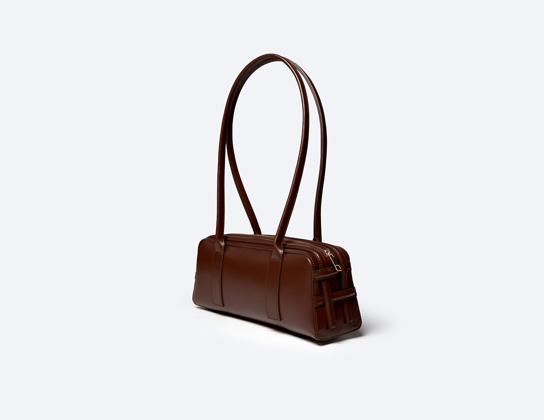 Paquin Vegan Italian Grape Leather Shoulder Bag for Women | Eco-Friendly Crossbody Purse | Sustainable Fashion Accessory for Work, Travel & Everyday Use | Cocoa Brown