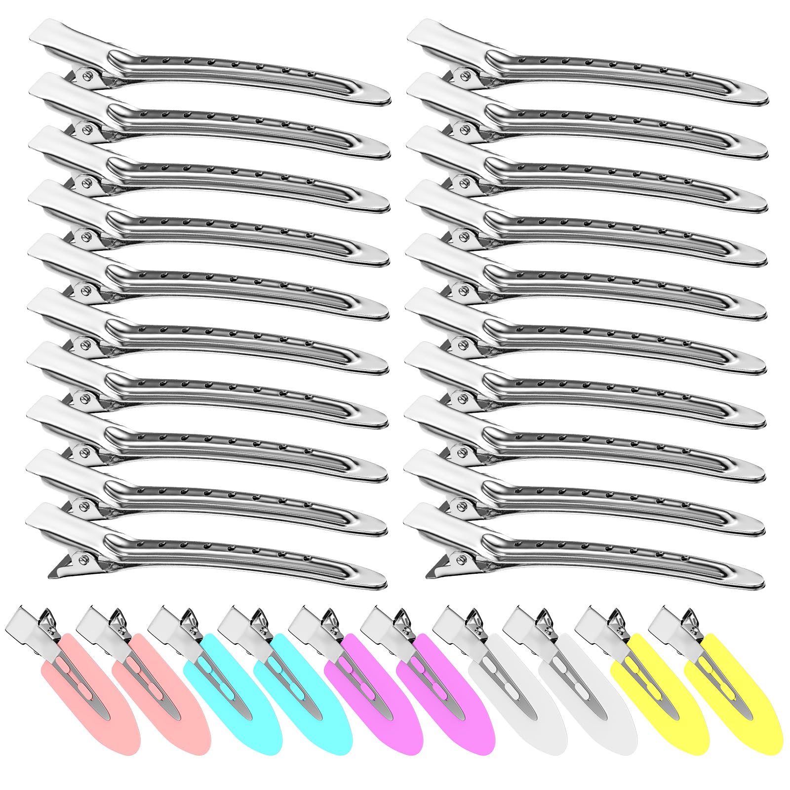 Duck Billed Hair Clips - 30pcs Metal Alligator Hair Clips with Holes for Styling, DIY Bows & Salon Use - Silver Hair Pins for Women & Girls - Perfect for Home, Party & Wedding Hairstyles