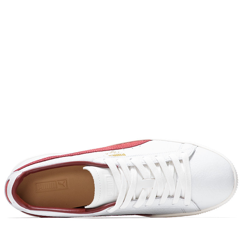 Original Puma Clyde Made in Italy Sneakers - White/Intense Red Basketball Shoes for Men | Premium Leather Court Performance & Streetwear Style