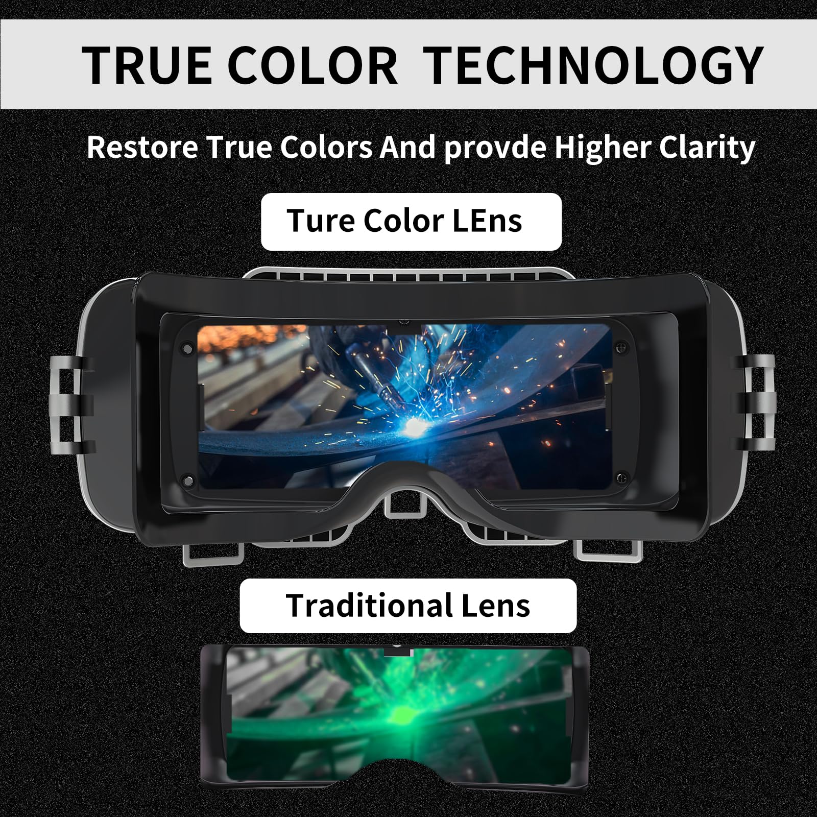 Auto Darkening Welding Goggles with True Color Vision, 5-13 Wide Shade Range, Adjustable Face Shield & FR Soft Hood - Perfect for MIG, TIG, Arc Welding & Metal Fabrication Projects