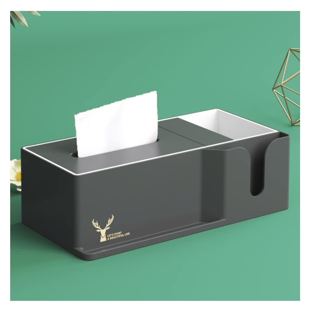 Plastic Tissue Box Cover & Storage Caddy - Multifunctional Facial Tissue Holder for Bathroom, Vanity, Desk, Dresser & Countertops | Home & Office Organization Accessory (Color: F)