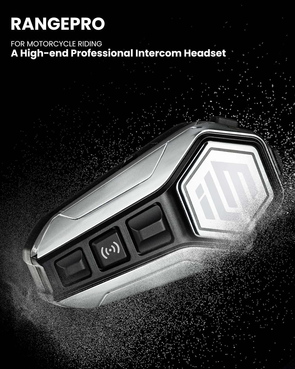ILM Motorcycle Bluetooth Headset - RANGEPRO Silver 2100M Intercom System with IP67 Waterproof & Noise Cancellation for Helmets | Perfect for Group Riding, GPS Navigation & Hands-Free Calls on the Road