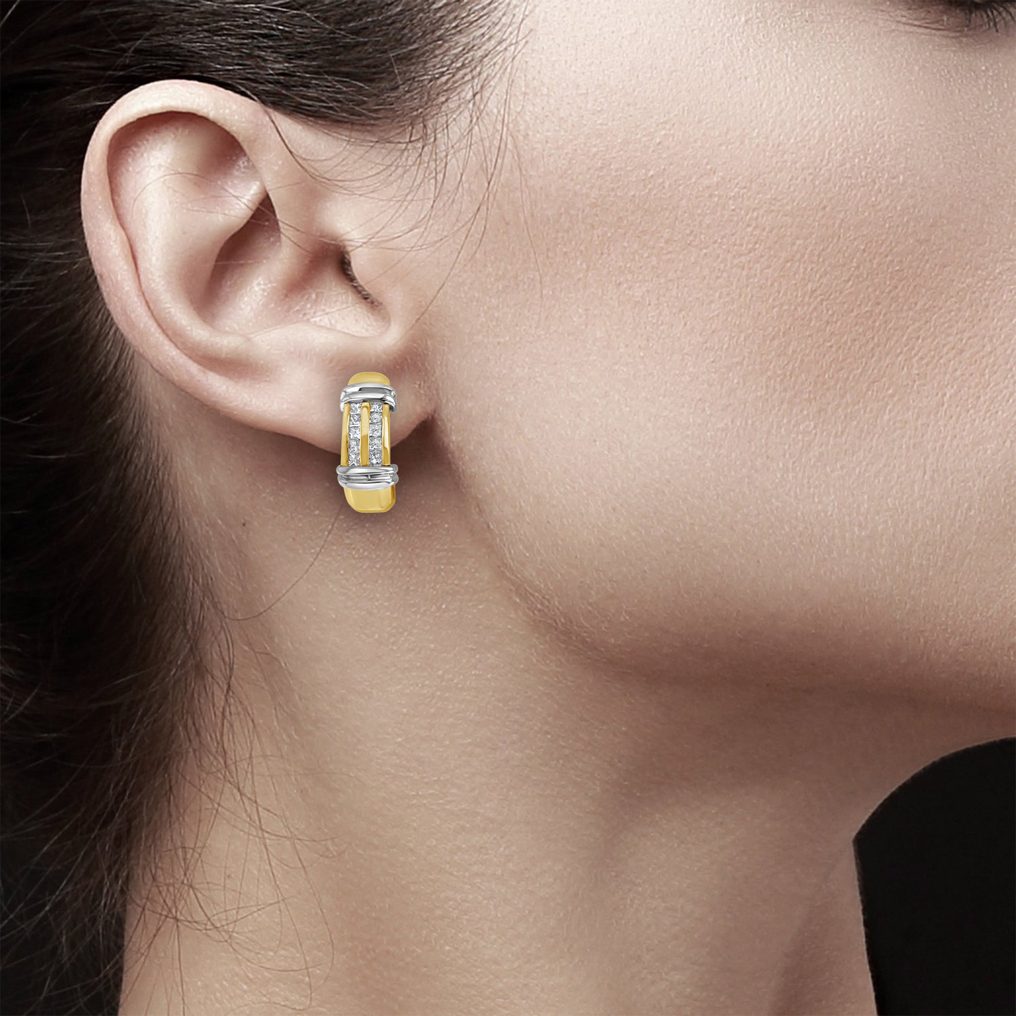 Exquisite Double Row Princess Cut Diamond Earrings for Women – Perfect for Weddings, Anniversaries & Special Occasions
