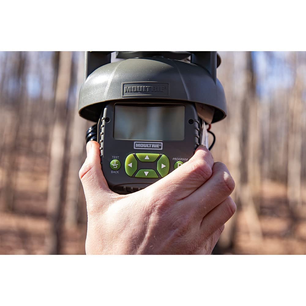 Moultrie 30-Gallon Deer Feeder with Digital Timer & Quick-Lock Hopper System - 200 lb Capacity Tripod Stand - Durable Polymer & Metal Spin Plate for Hunting & Wildlife Attraction - Perfect for Deer Hunting, Wildlife Observation & Game Management