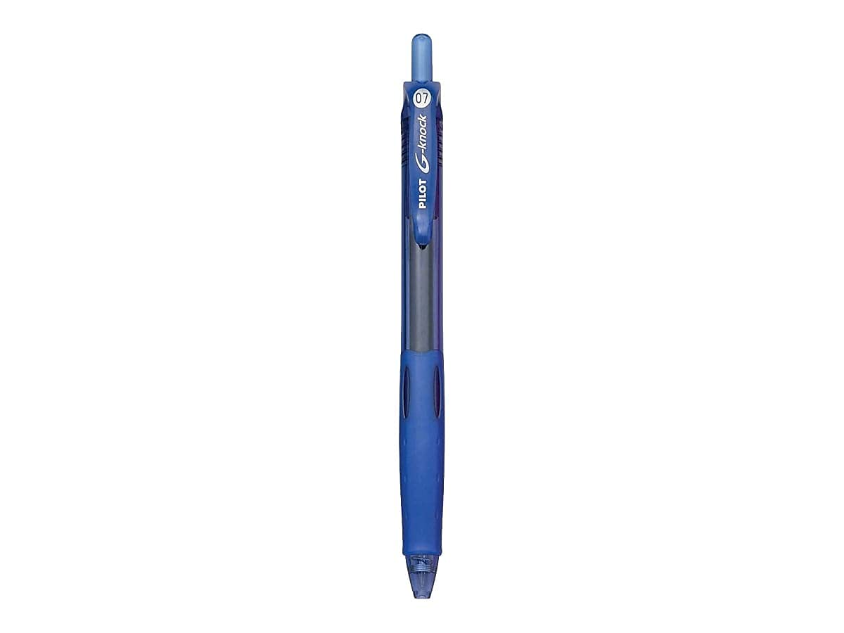 Pilot G-Knock BeGreen Refillable Retractable Gel Pens - Fine Point 0.7mm Blue Ink - 12 Pack (31507) - Perfect for Office, School, Note Taking & Eco-Friendly Writing
