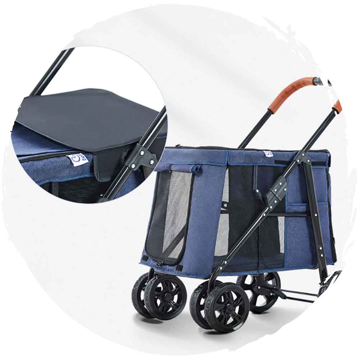 BELLO Fashion Foldable Dog Stroller for Large Dogs Up to 30kg - Lightweight Pet Carrier for Travel, Shopping & Outdoor Adventures