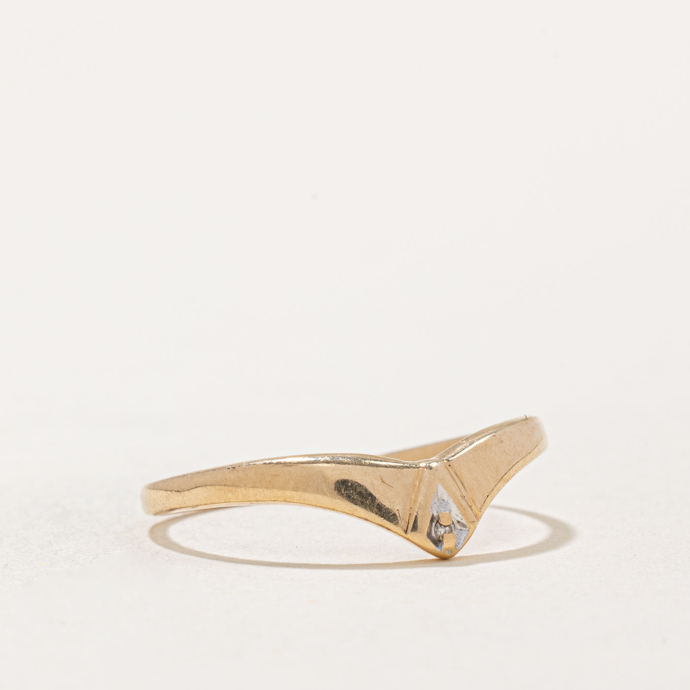 0.006ct Diamond Chevron Ring for Women - Size 7 | Elegant Stackable Band for Wedding, Anniversary & Everyday Wear