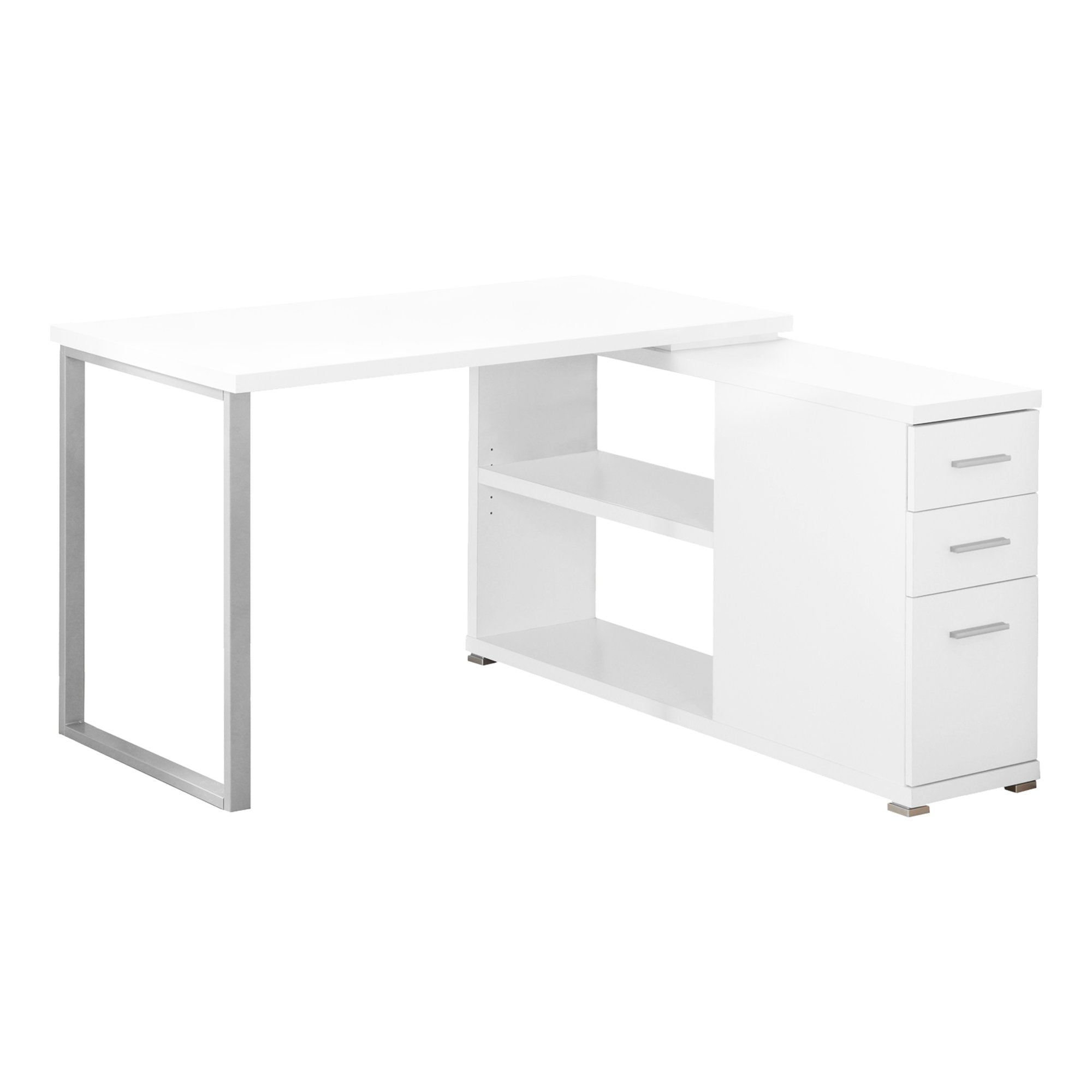 White Left or Right Facing Corner Desk for Office | Modern L-Shaped Workstation for Home & Office Use
