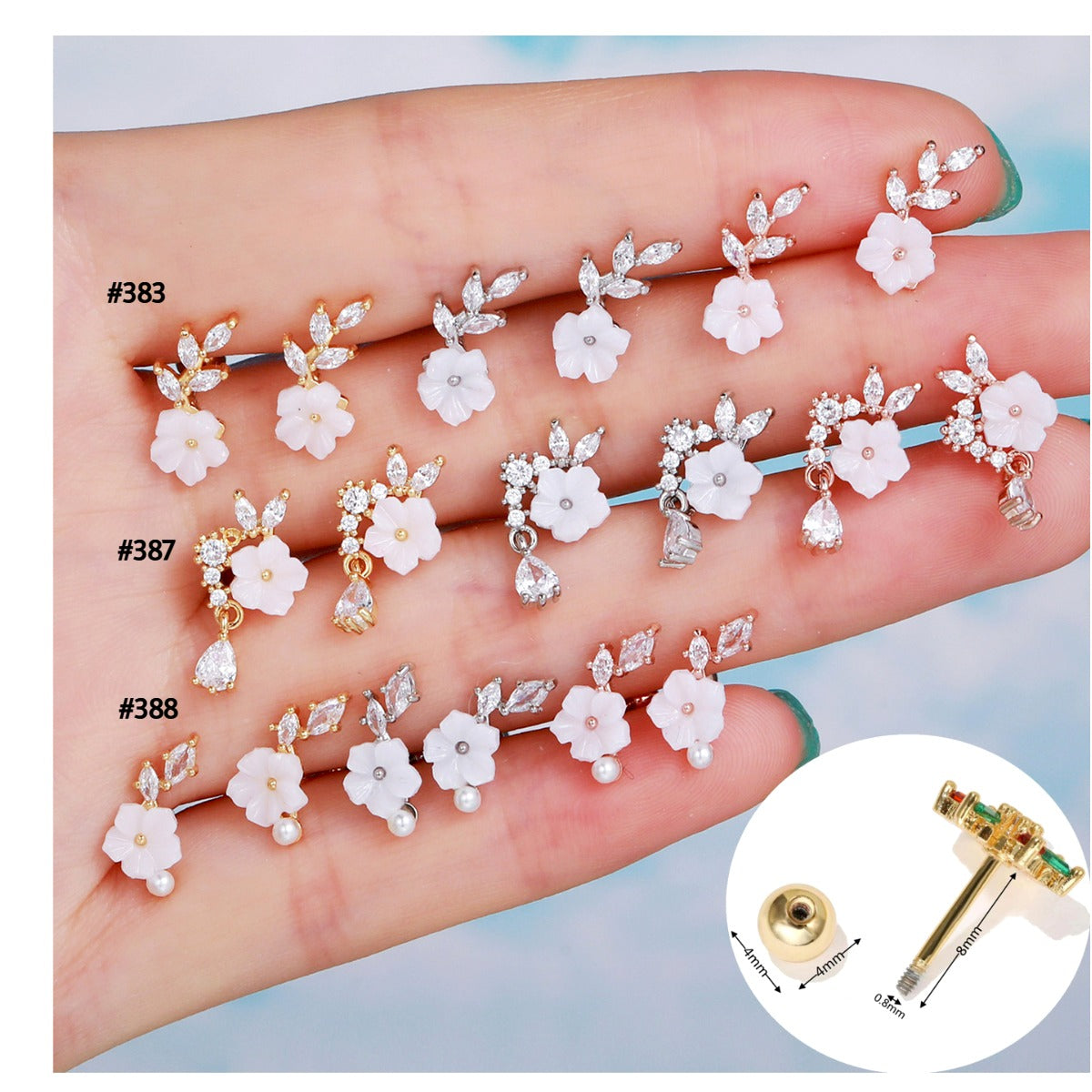 20G Small Leaf Helix Piercing Floral Conch Studs - Dainty Earrings for Cartilage & Conch | Perfect for Everyday Wear & Special Occasions | EGD0383