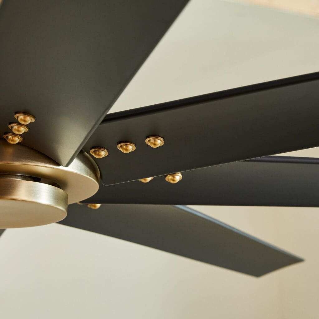 56 Inch 8-Blade Ceiling Fan with Remote Control - Aged Brass & Black Finish - Oxygen FLEET 3 112 40 - Perfect for Living Room, Bedroom, and Outdoor Spaces