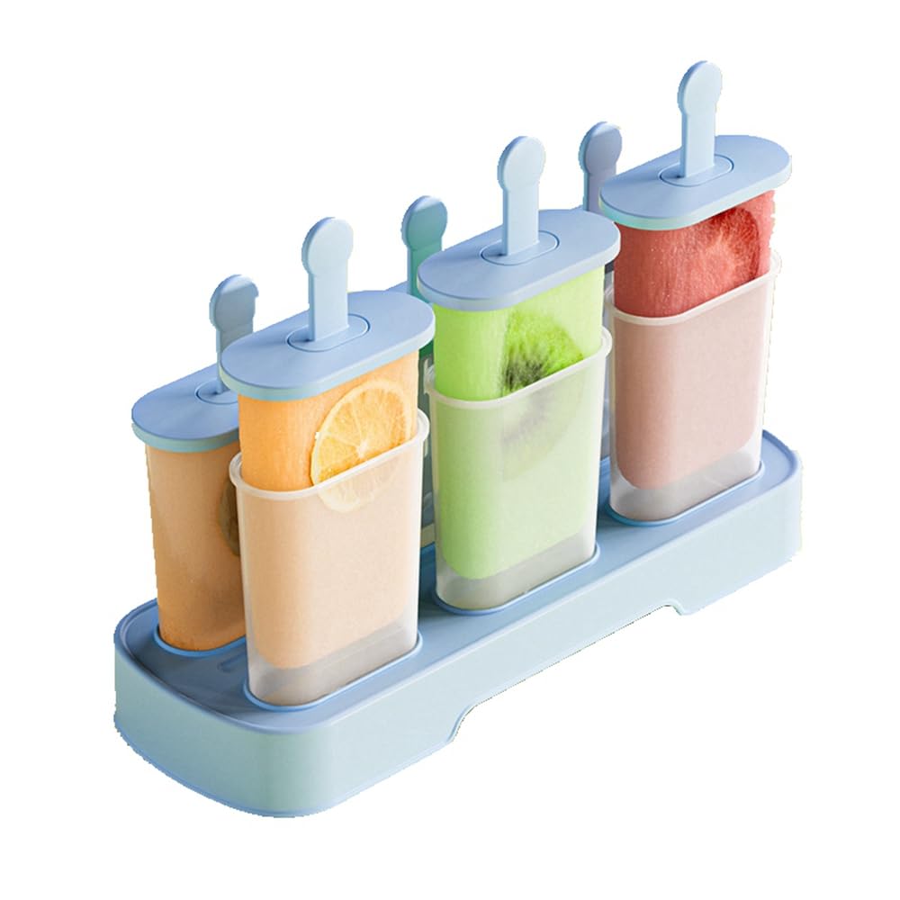 6-Piece BPA-Free Popsicle Molds Set - Easy Release Ice Pop Maker for Homemade Ice Cream & Frozen Treats - Perfect for Summer Snacks, Kids Parties & Healthy Desserts (Blue)