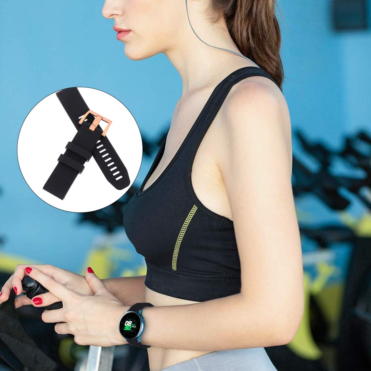 UKCOCO Adjustable Silicone Watch Band Replacement - Soft Durable Strap Compatible with Apple Watch, Fitbit, Samsung & More - Perfect for Workouts, Swimming & Everyday Wear