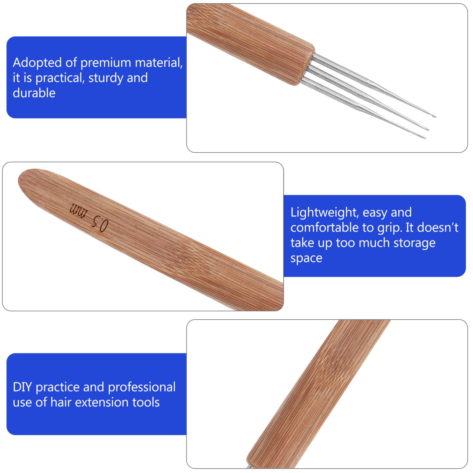 EXCEART 5pcs Wooden Crochet Hook Kit for Dreadlocks & Hair Extensions - Dread Braider, Hair Knitting Needles, Yarn Crochet Hooks, Wig Making Tools - Perfect for DIY Hair Braiding, Locs Maintenance & Styling