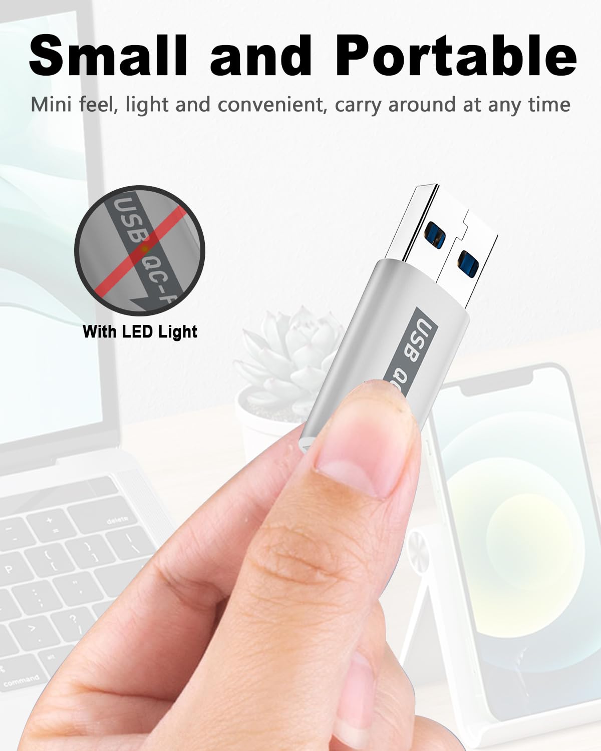 Duttek USB 3.0 to USB C Adapter (2 Pack), 10Gbps High-Speed Data Transfer & 3A Fast Charging, USB A Male to USB C Female Converter with Heat-Resistant Perforated Design - Compatible with iPhone 15/14/13, Samsung Galaxy S23/S22, MacBook, Laptop, PC, iPad - White - Perfect for Office, Travel & Home Charging