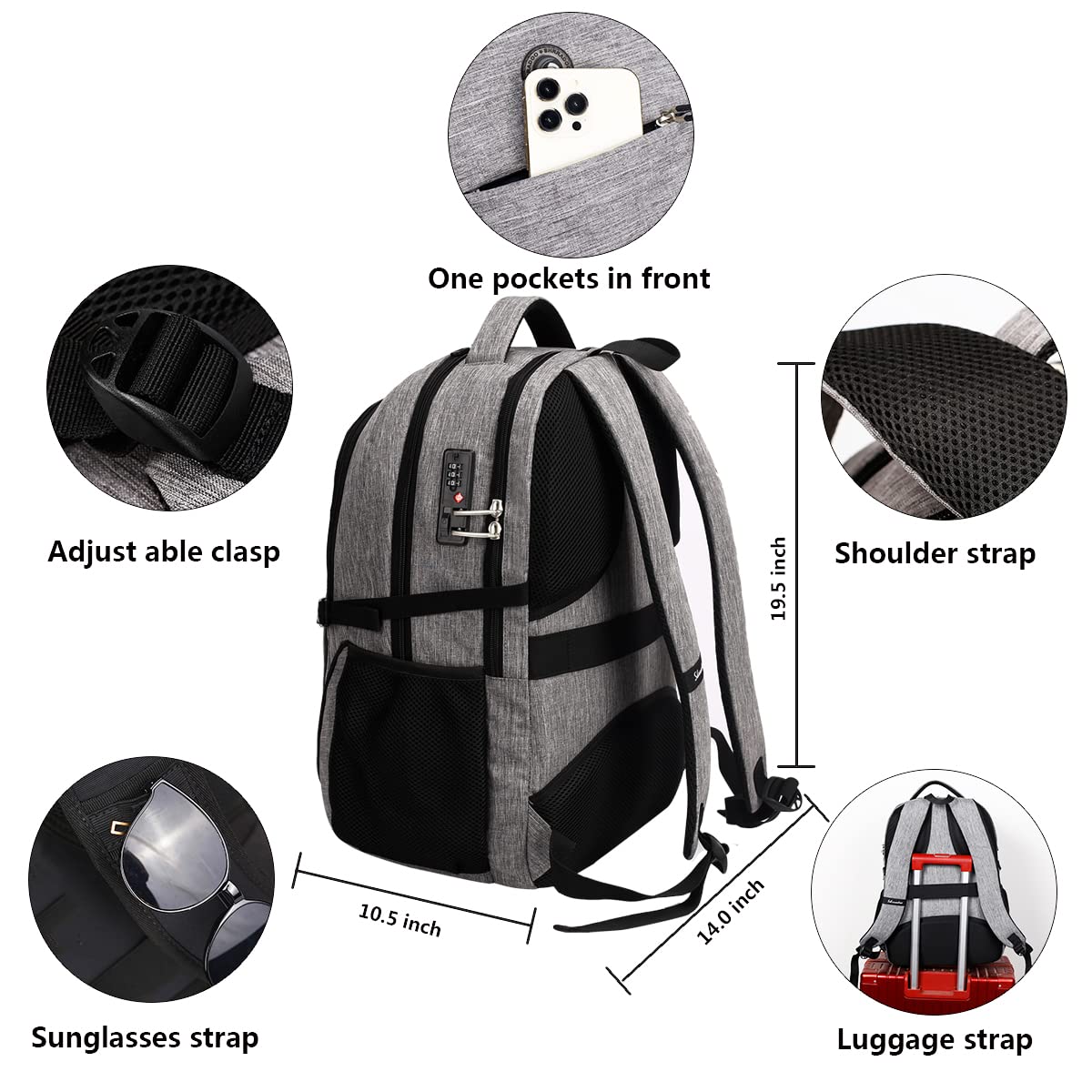 Shradoo Anti-Theft Laptop Backpack with USB Charging Port - Waterproof Travel Backpack for Men & Women, College Student Computer Bag Fits 17 Inch Laptop (Black) - Perfect for Work, School, Business Trips & Daily Commute