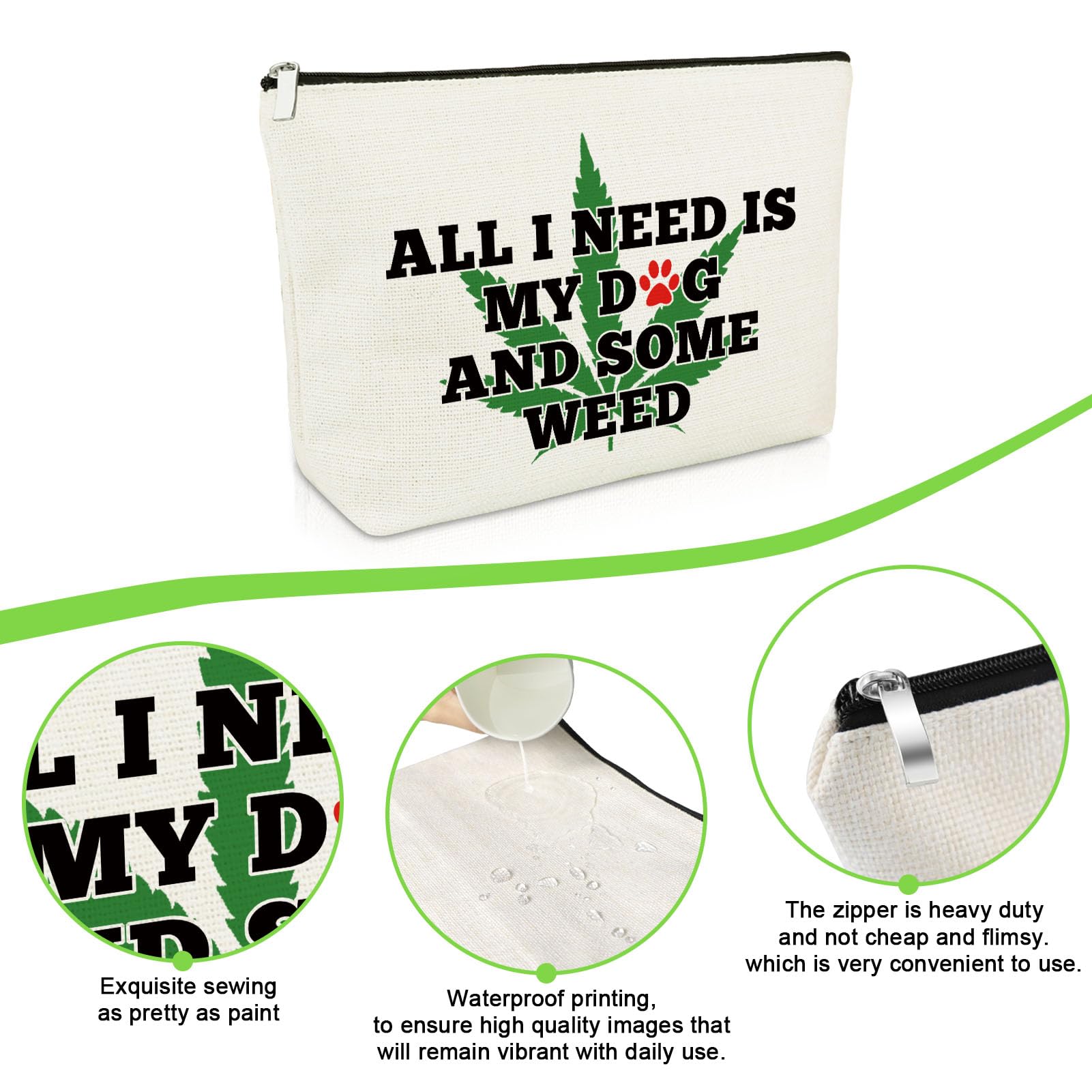 Funny Dog Mom Gifts for Women - Humor Weed Leaves Makeup Bag for Pet Lovers | Dog Lovers Appreciation Gifts, Friendship Gifts for Sister | Christmas, Birthday & Travel Cosmetic Pouch | Perfect for Dog Owners, Pet Enthusiasts & Cannabis-Themed Gift Ideas