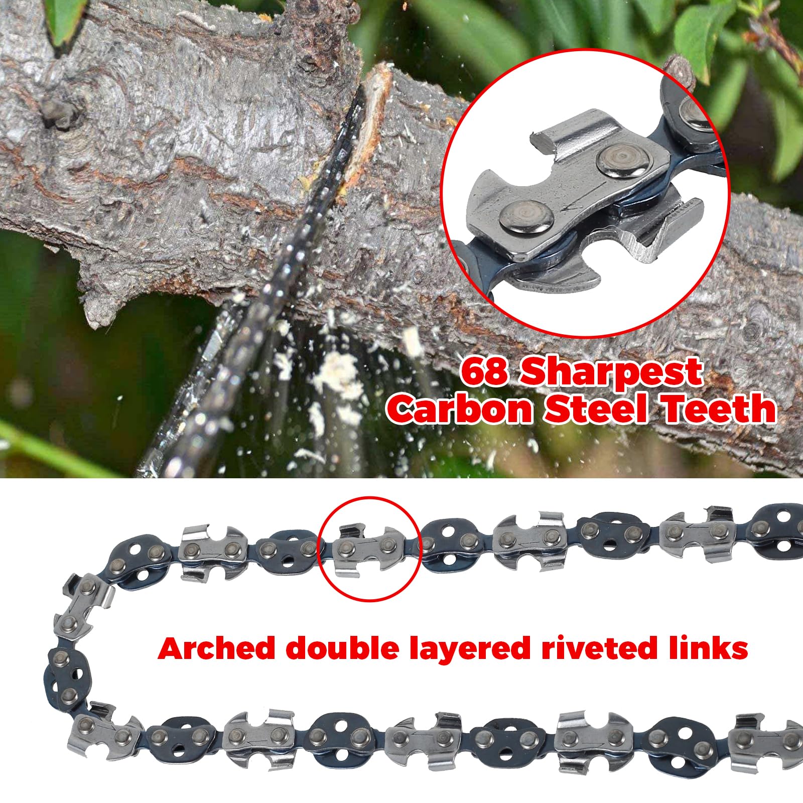 53 Inch High Reach Rope Saw with 68 Teeth - Folding Tree Limb Chainsaw for Trimming, Gardening & Camping | Portable Hand Chainsaw for Cutting Branches, Pruning Trees & Outdoor Survival Tools